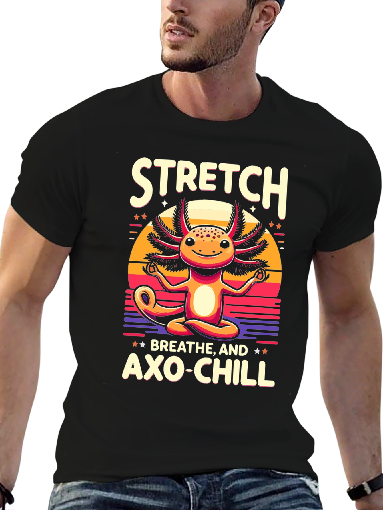 Axolotl Meditation T-Shirt - Stretch Breathe Axo-Chill