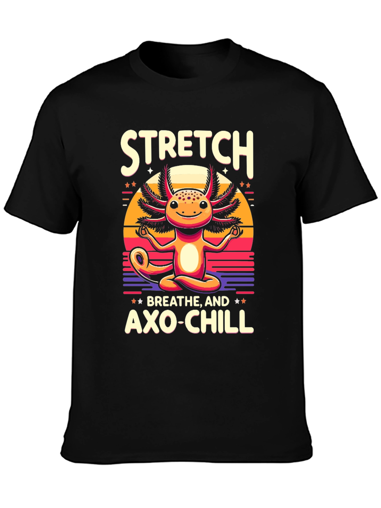 Axolotl Meditation T-Shirt - Stretch Breathe Axo-Chill
