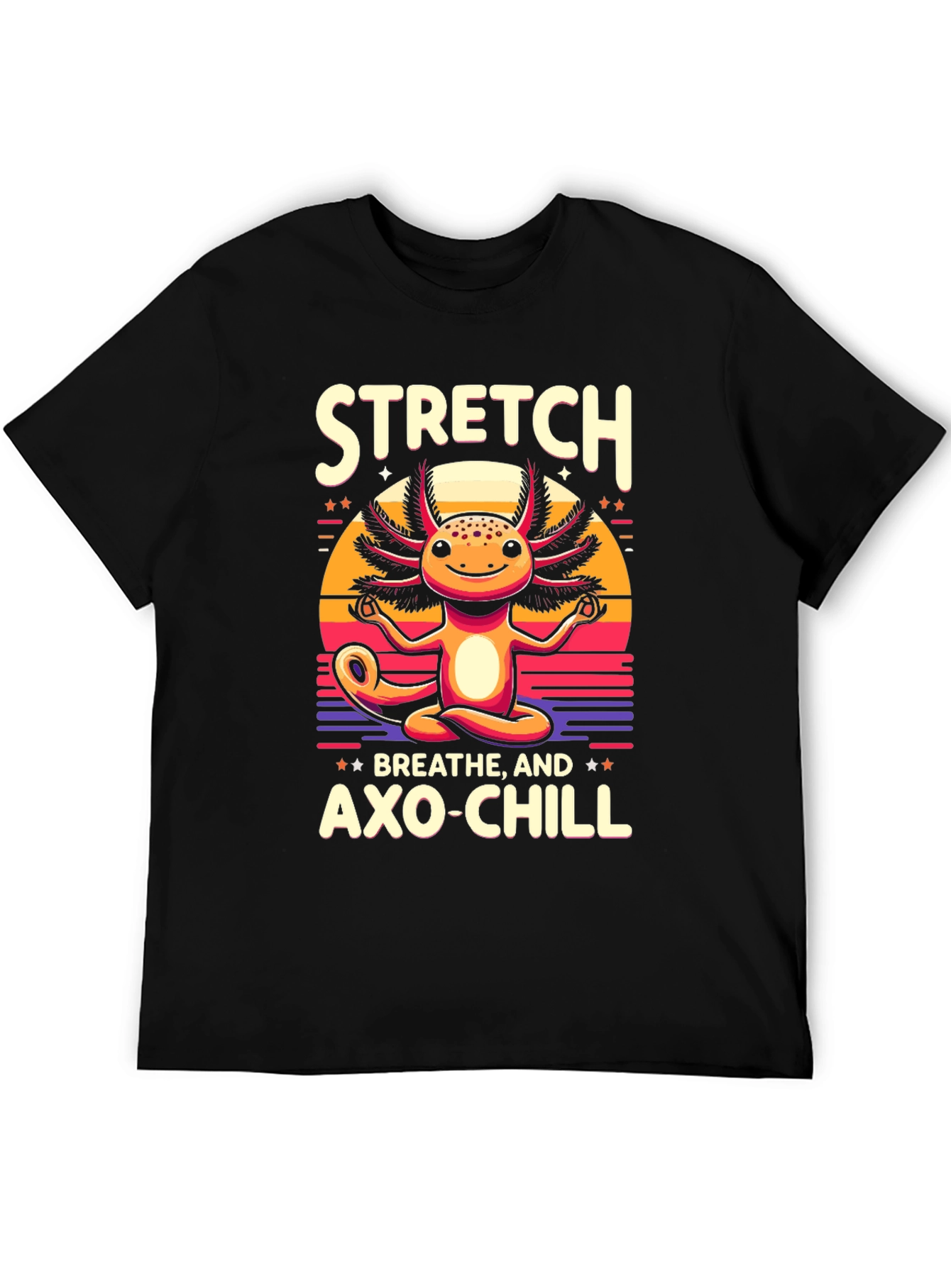 Axolotl Meditation T-Shirt - Stretch Breathe Axo-Chill