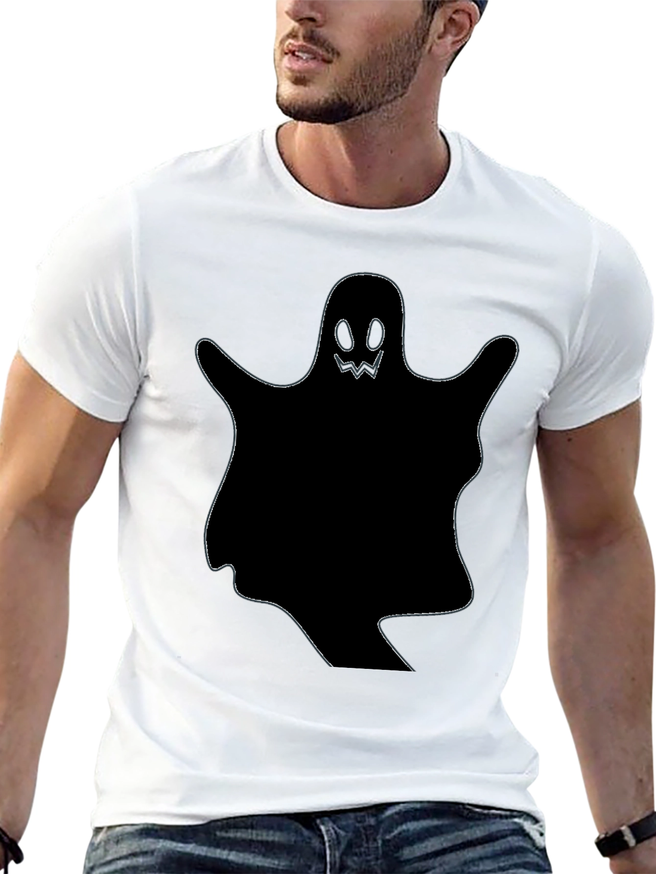 Spooky Ghost Graphic Tee - Halloween Shirt