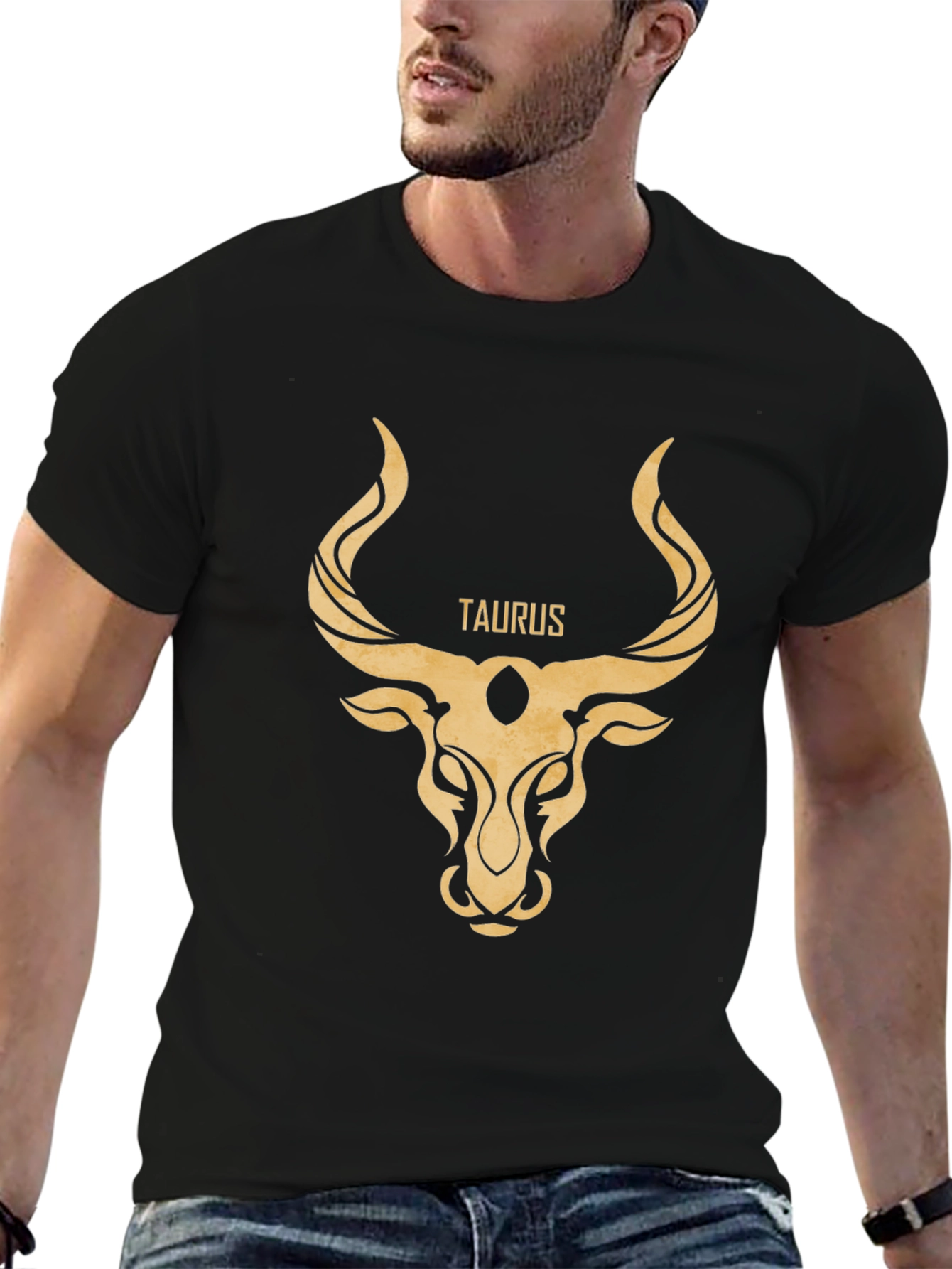 Taurus Zodiac Graphic Tee - Black Cotton Comfort