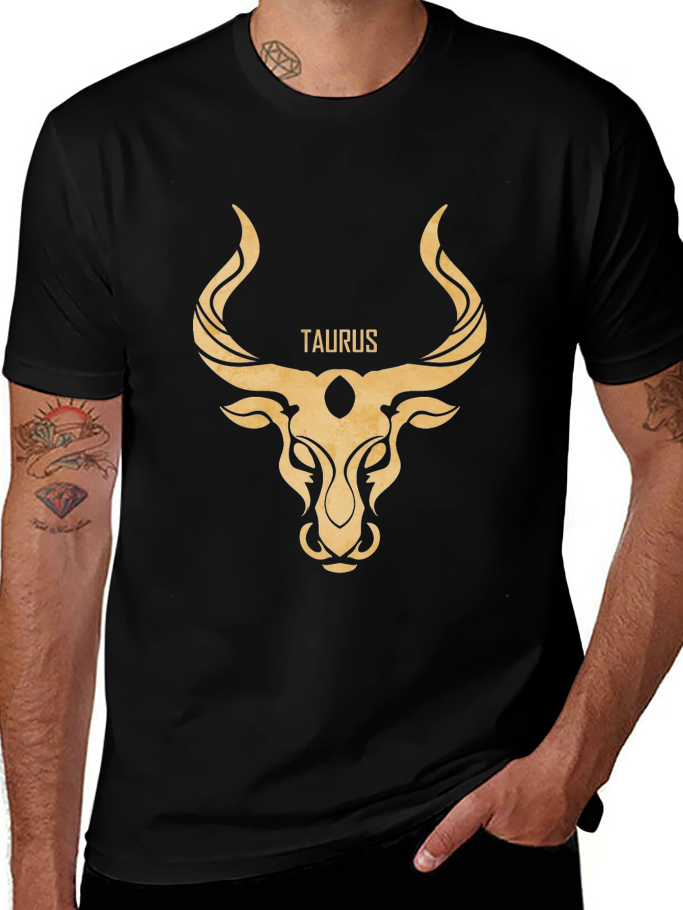 Taurus Zodiac Graphic Tee - Black Cotton Comfort