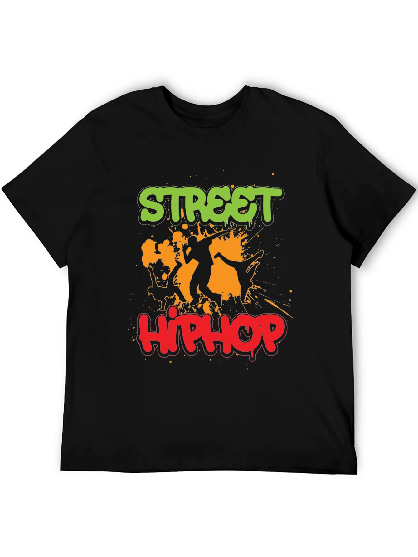 Street Hip Hop Graphic Tee - Black Cotton T-Shirt