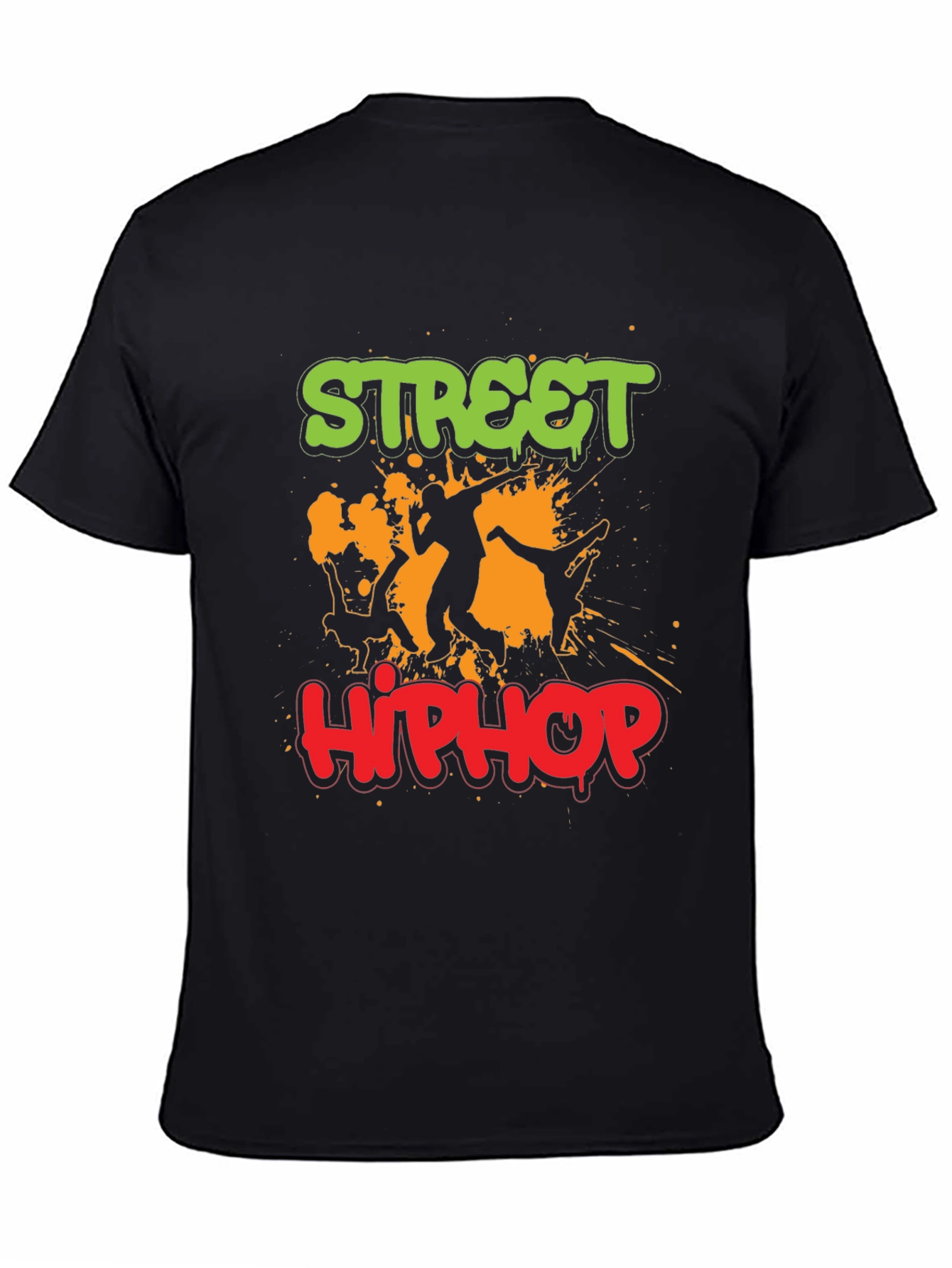 Street Hip Hop Graphic Tee - Black Cotton T-Shirt