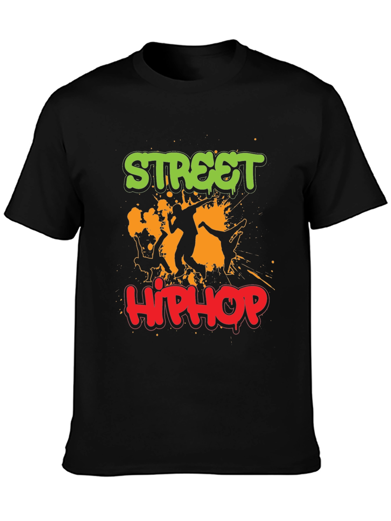 Street Hip Hop Graphic Tee - Black Cotton T-Shirt