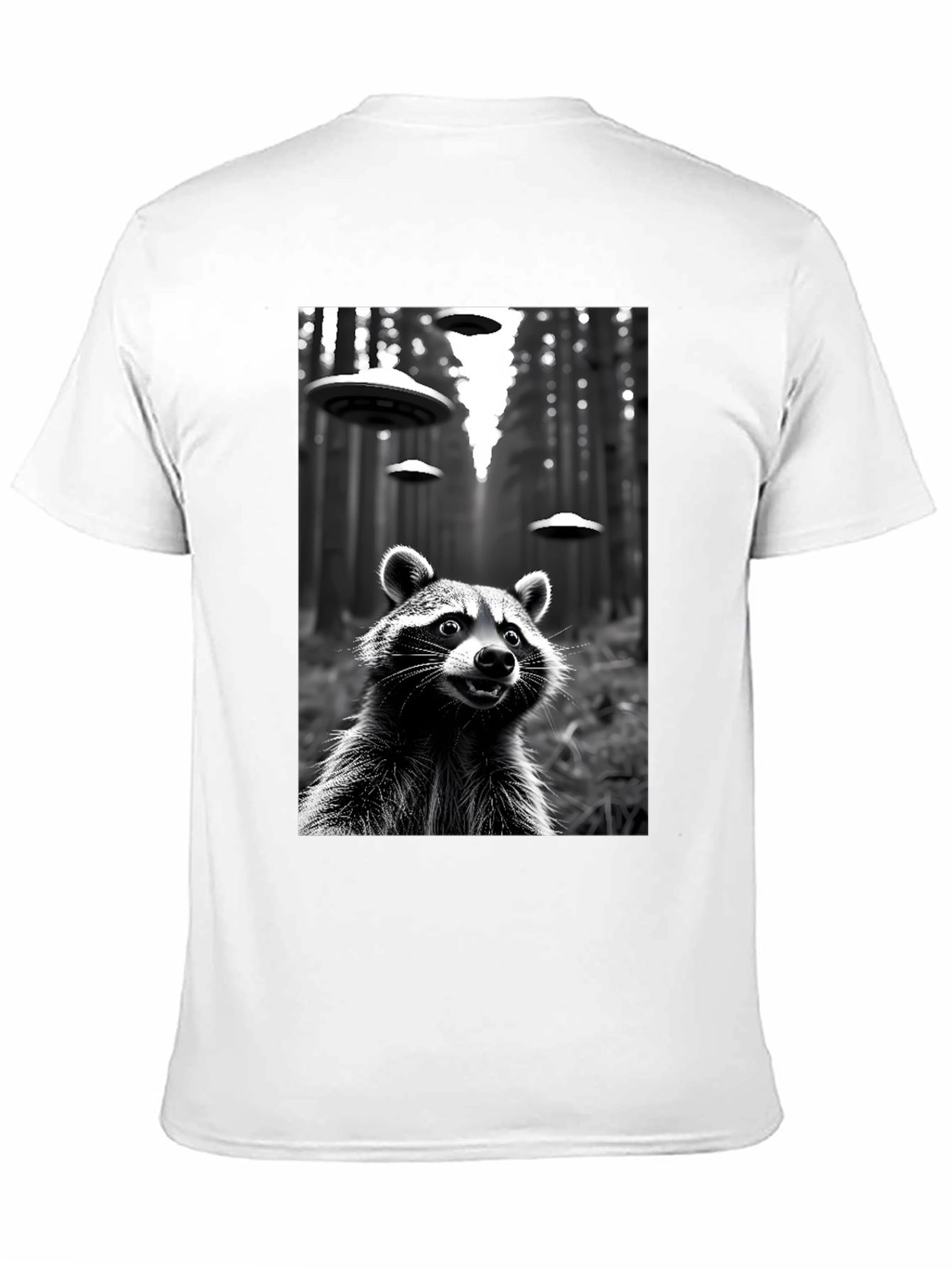 Raccoon UFO Black T-Shirt - Sci-Fi Style