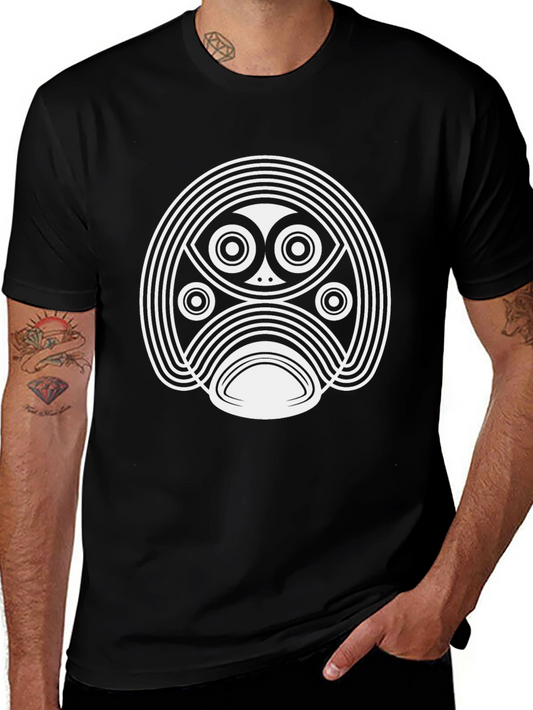 Abstract Graphic Tee - Stylish Black Cotton Shirt