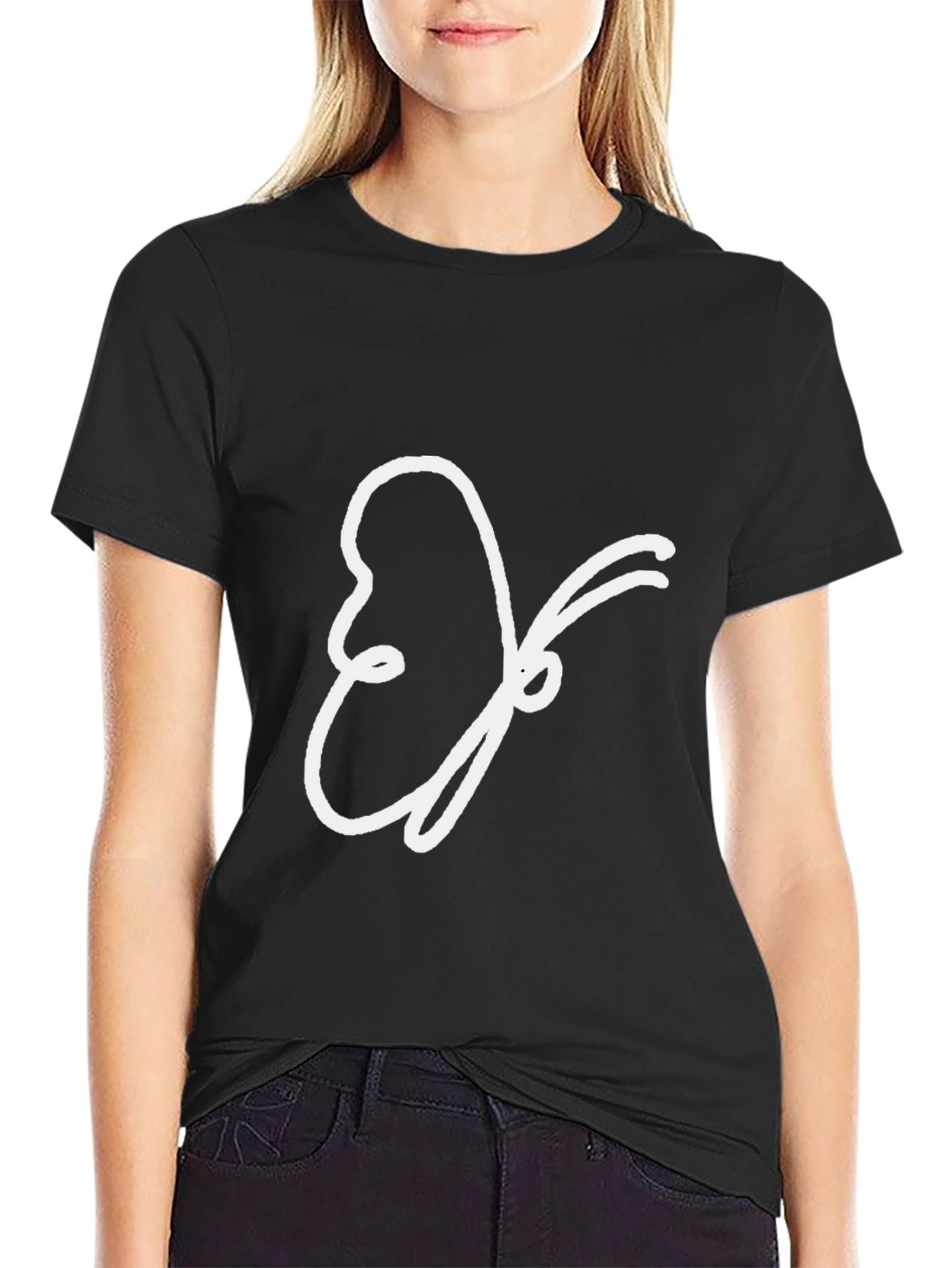 Abstract Butterfly Graphic Tee - Black