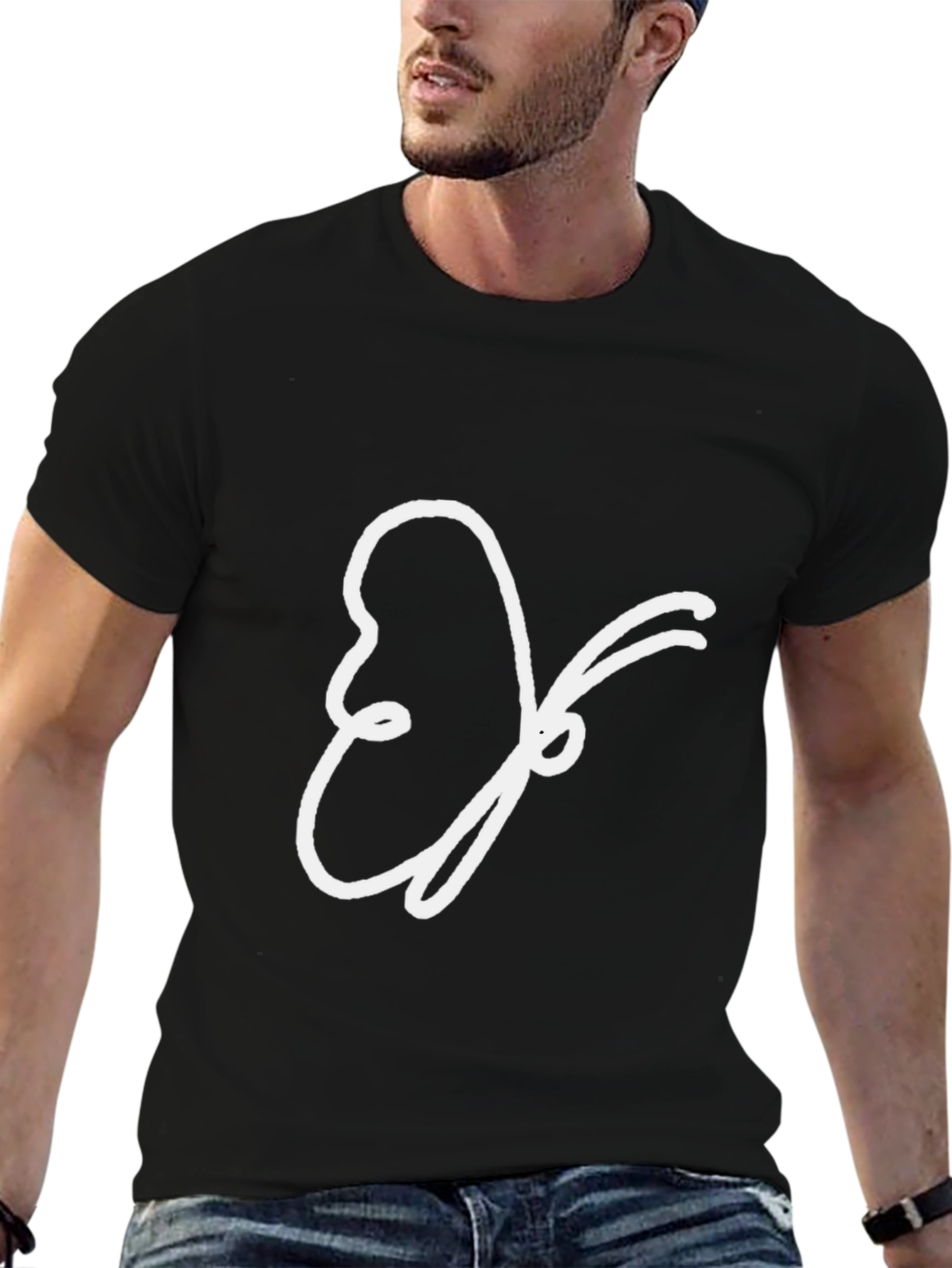 Abstract Butterfly Graphic Tee - Black