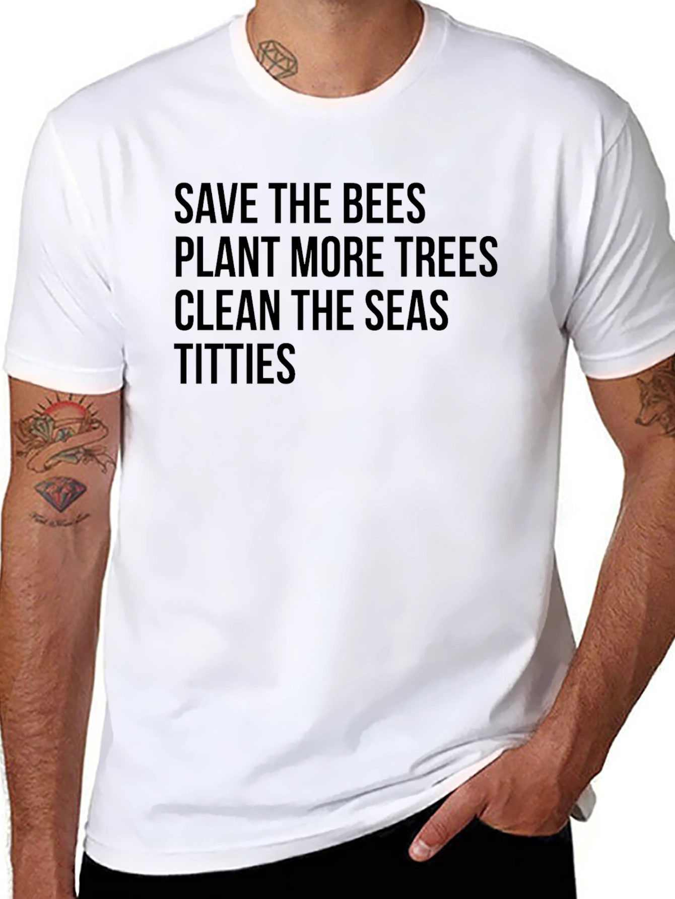 Save Bees Plant Trees Funny Graphic T-Shirt