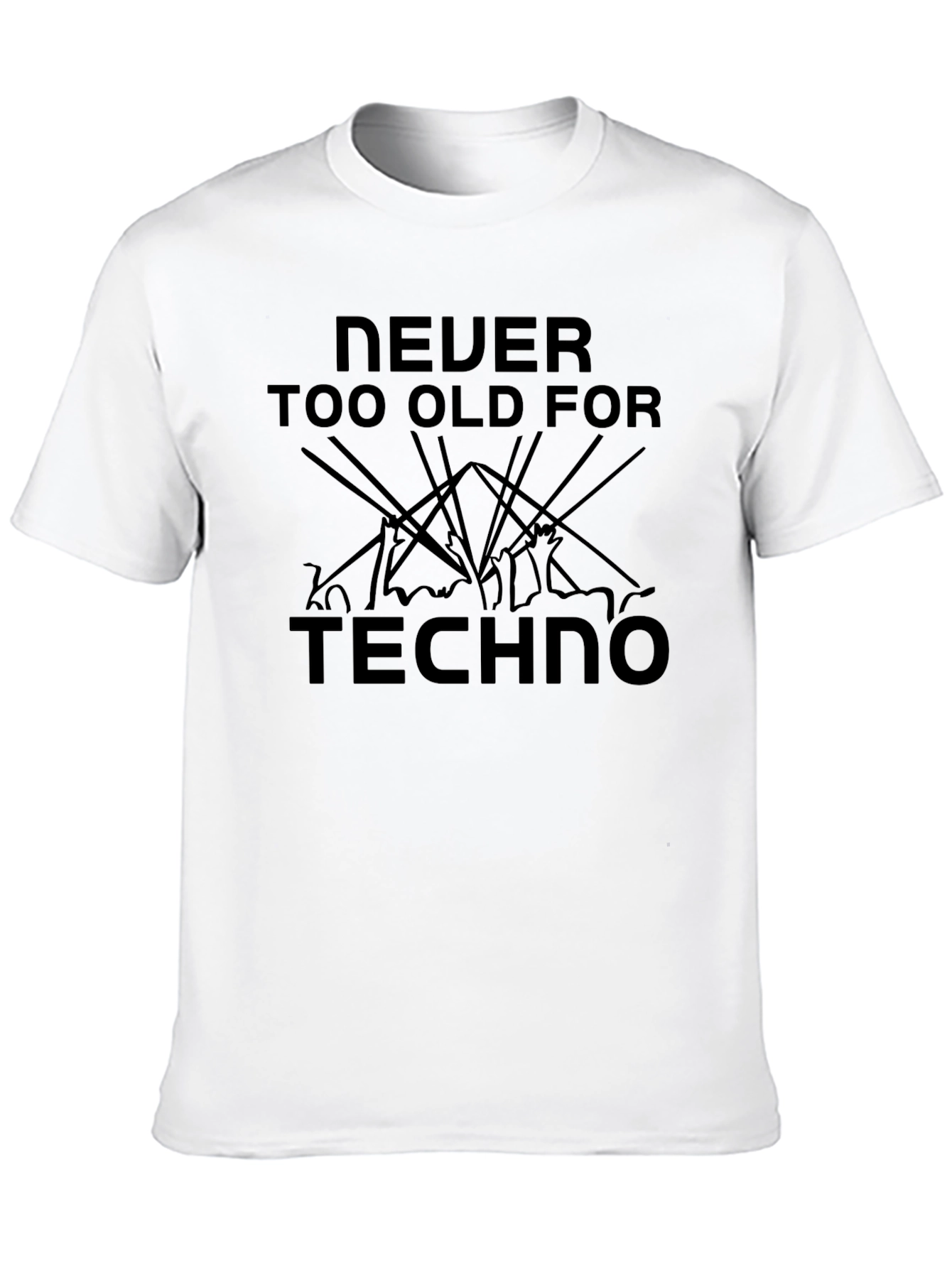 Never Too Old for Techno Black Graphic Tee