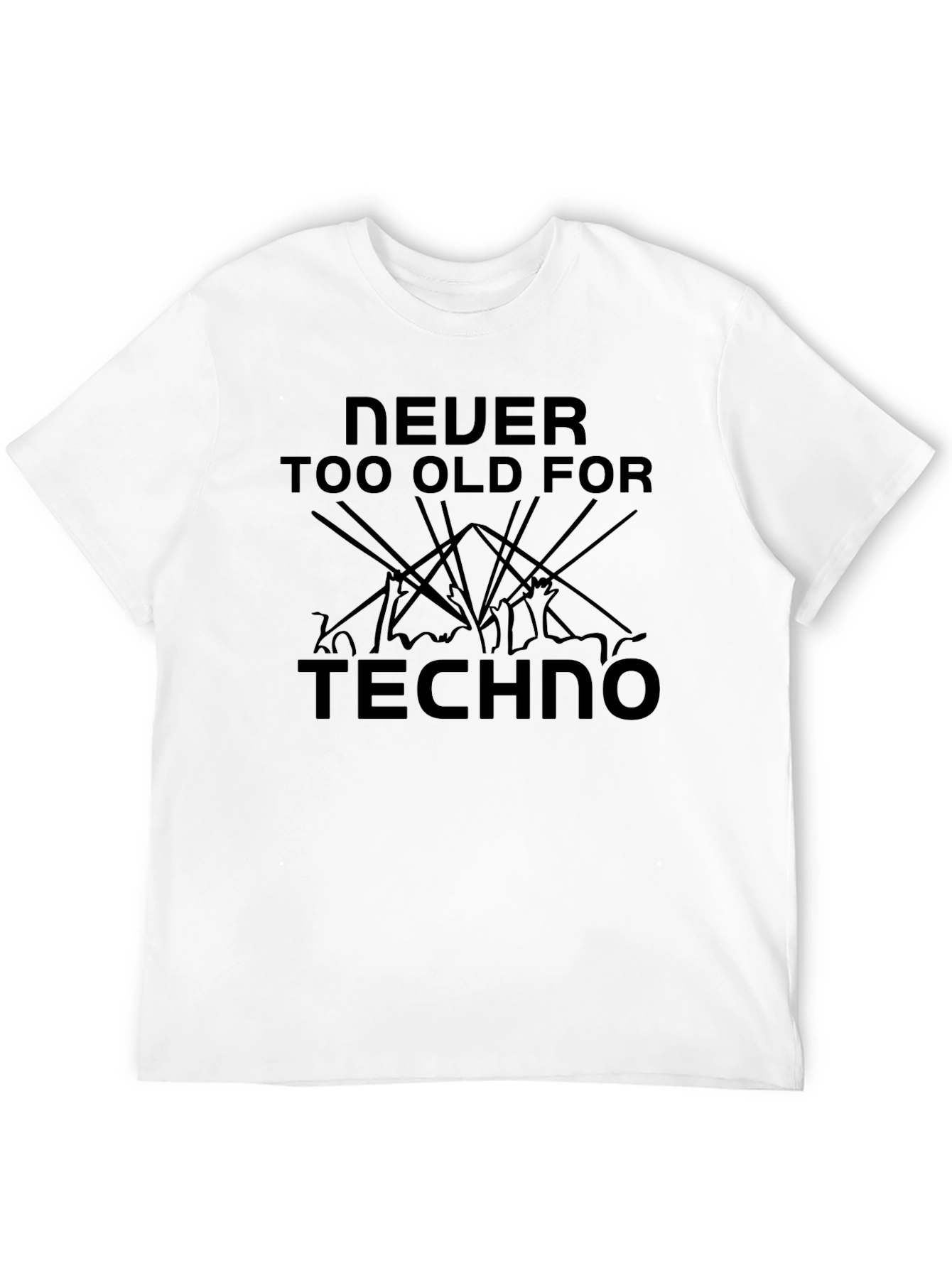 Never Too Old for Techno Black Graphic Tee