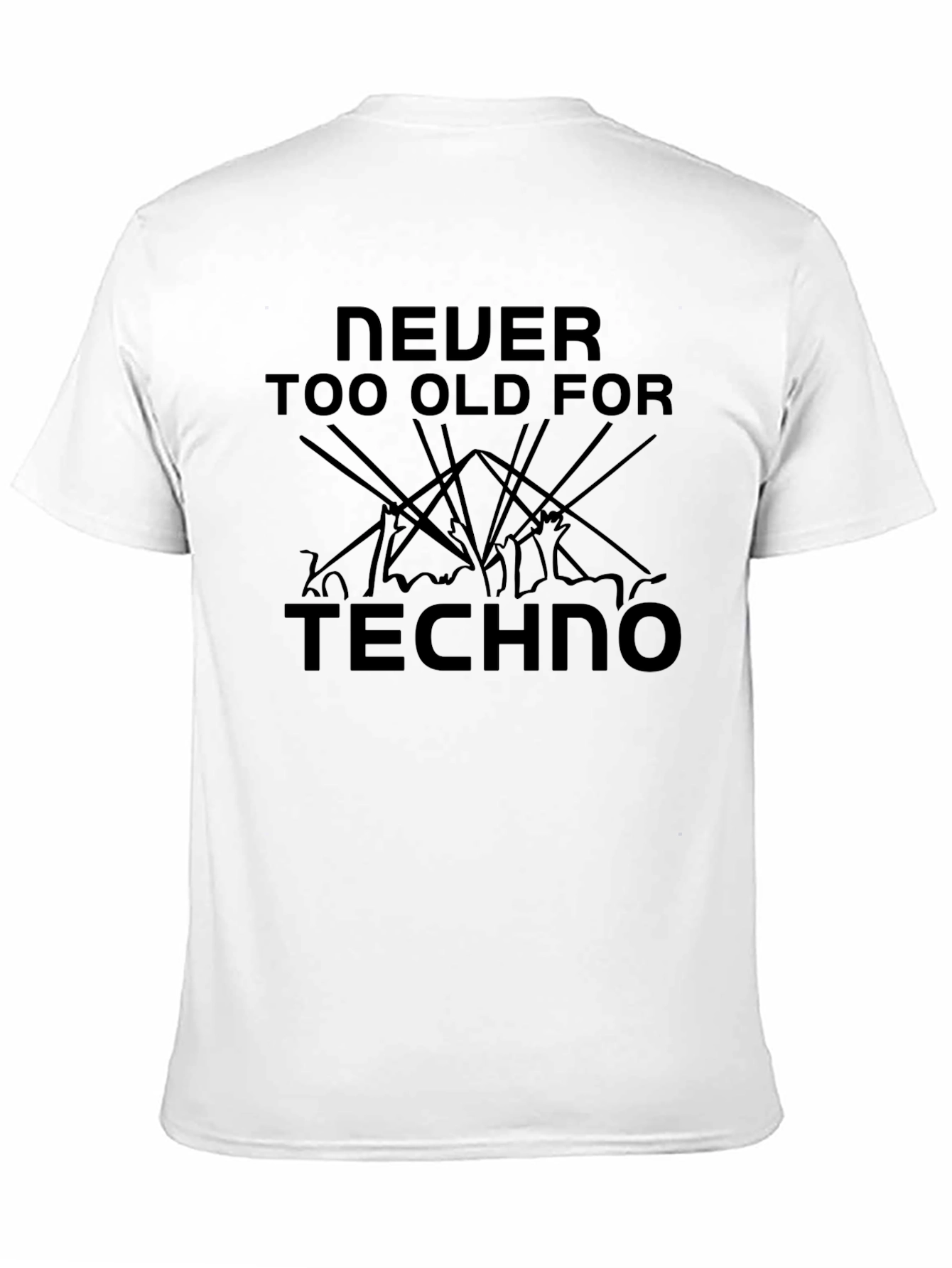 Never Too Old for Techno Black Graphic Tee