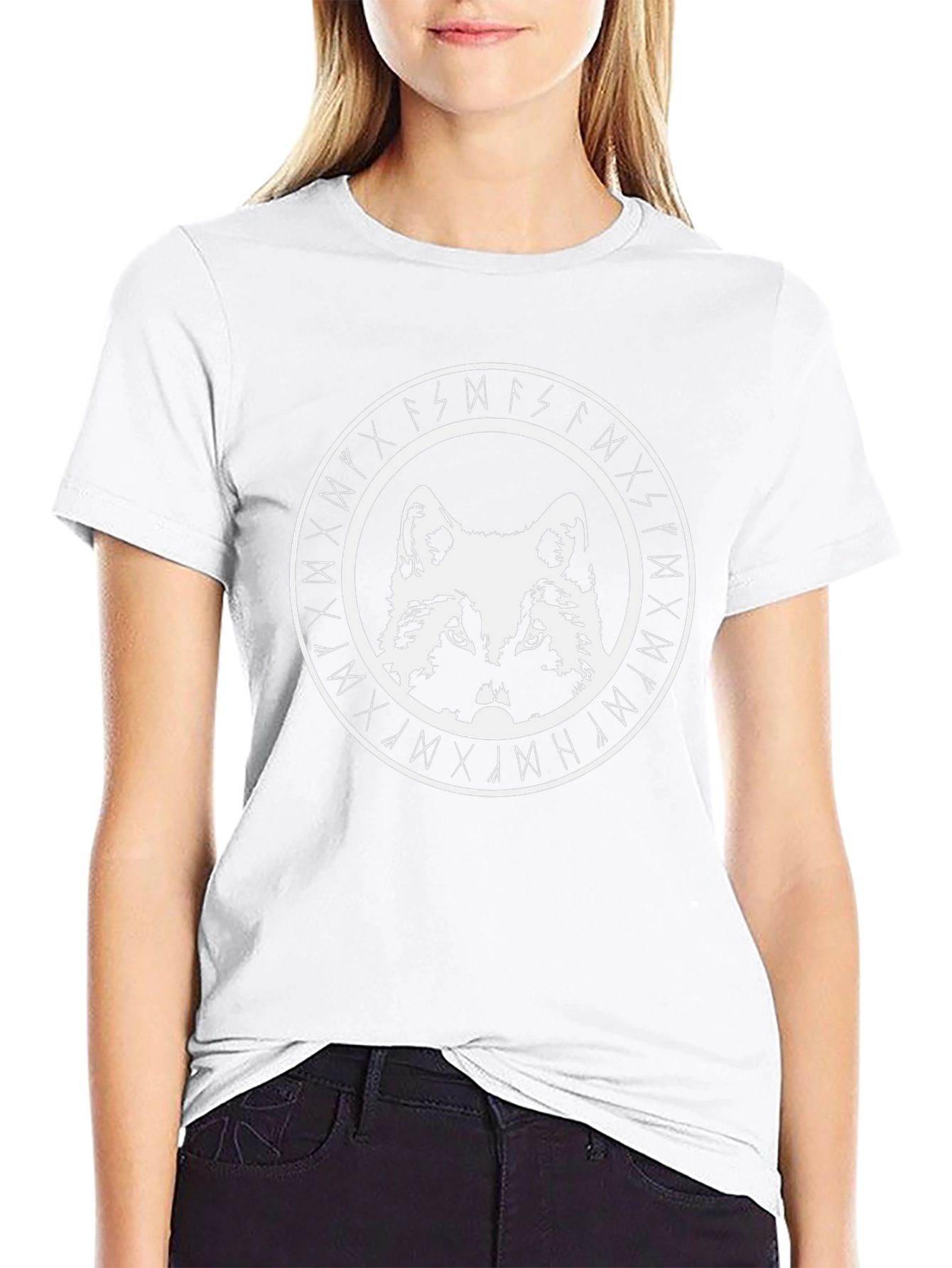 Viking Wolf Rune Circle Graphic T-Shirt