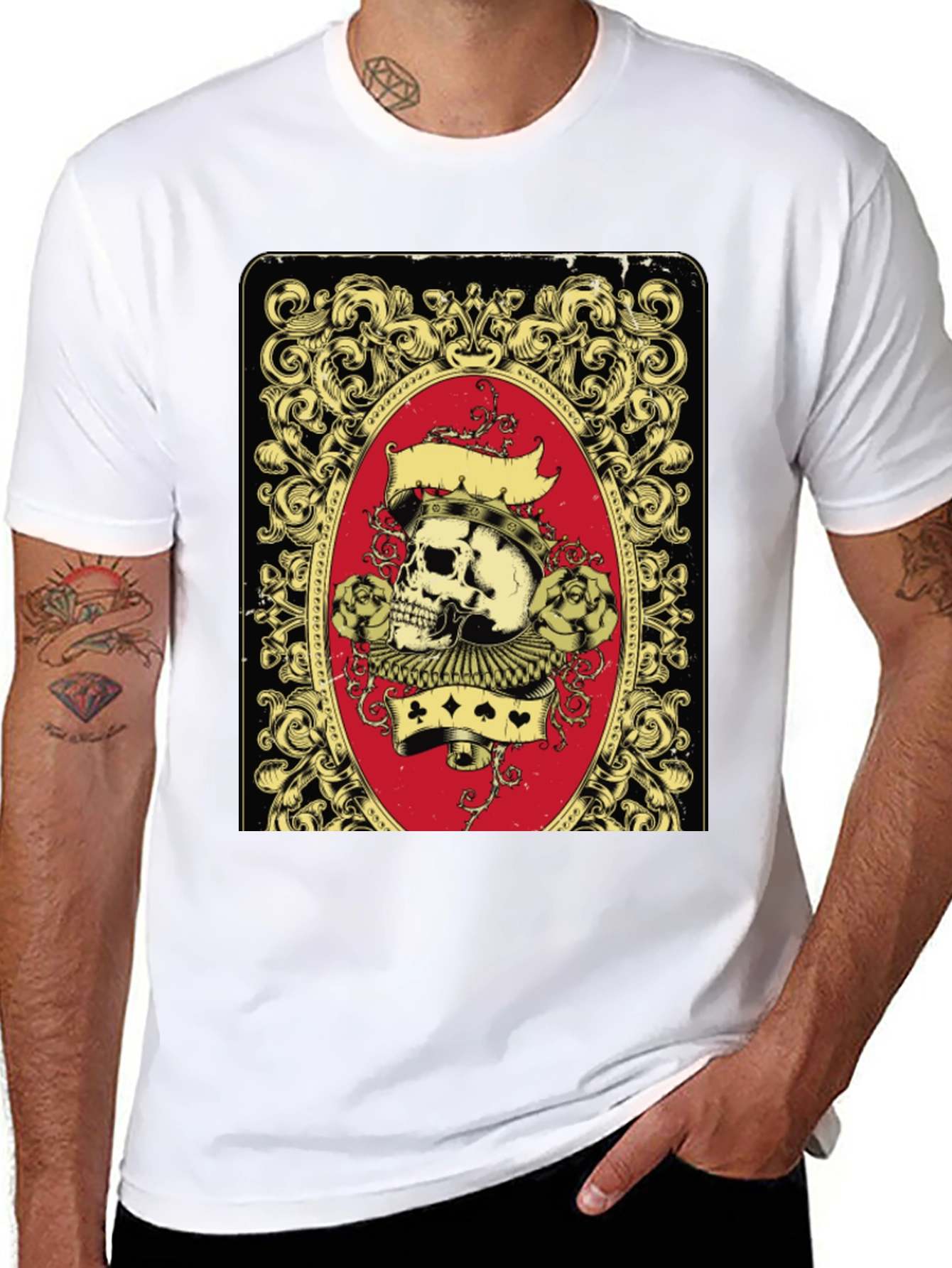 Skull Playing Card Graphic T-Shirt