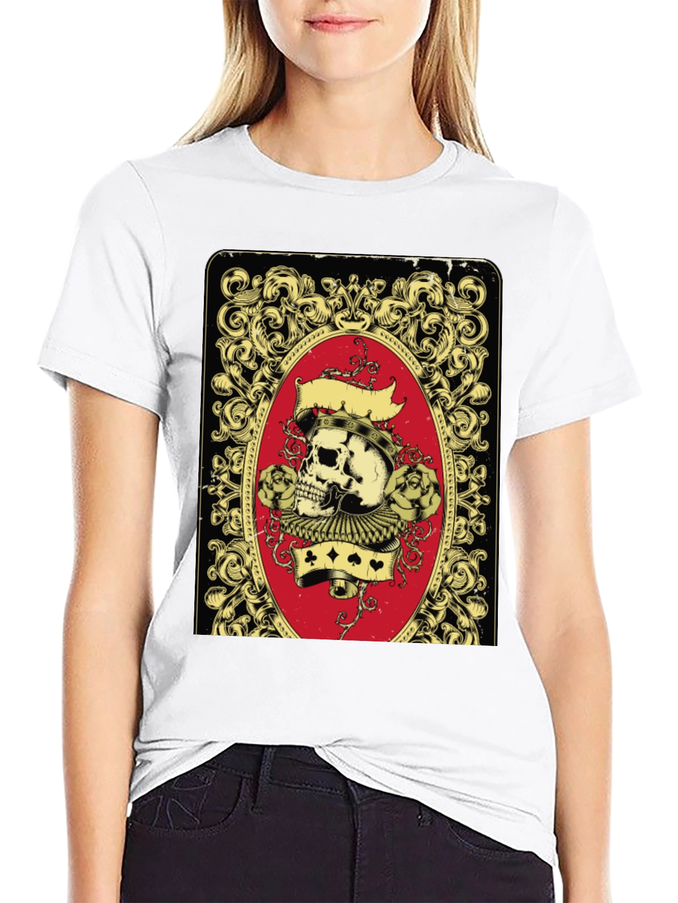 Skull Playing Card Graphic T-Shirt