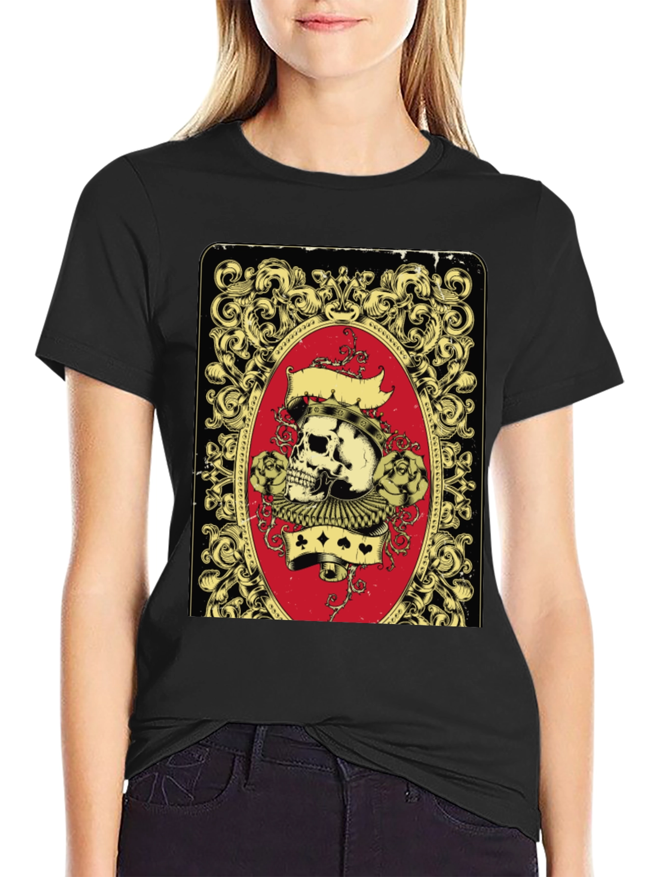 Skull Playing Card Graphic T-Shirt
