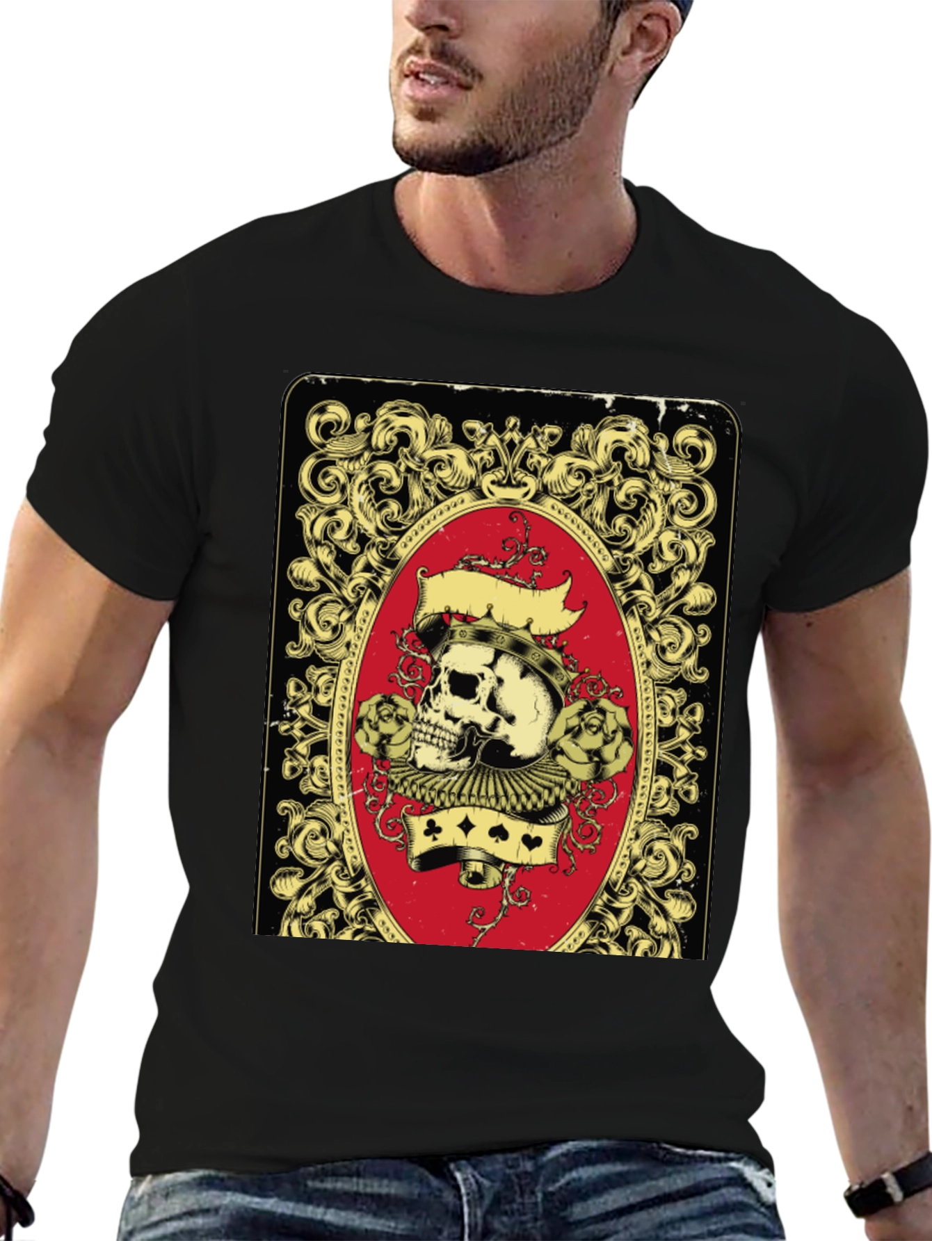 Skull Playing Card Graphic T-Shirt