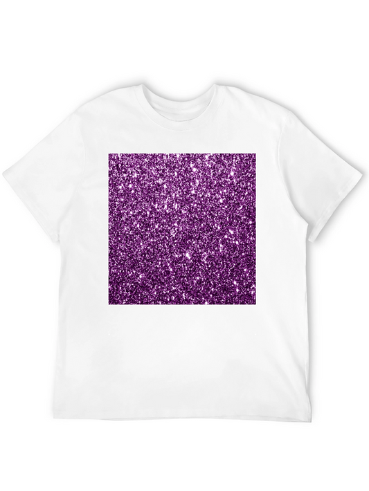 Purple Glitter Graphic Black Tee Shirt