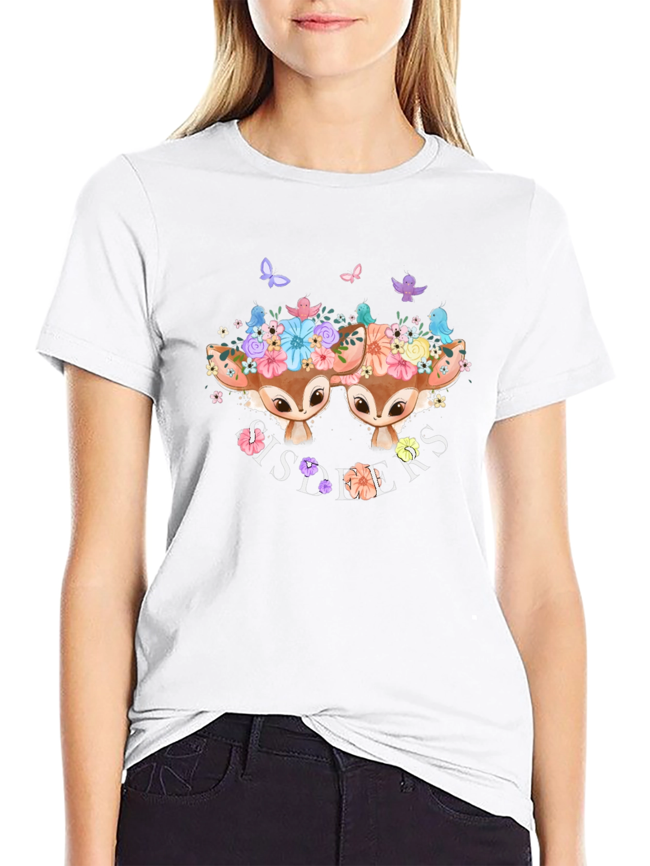 Sisters Deer Graphic T-Shirt