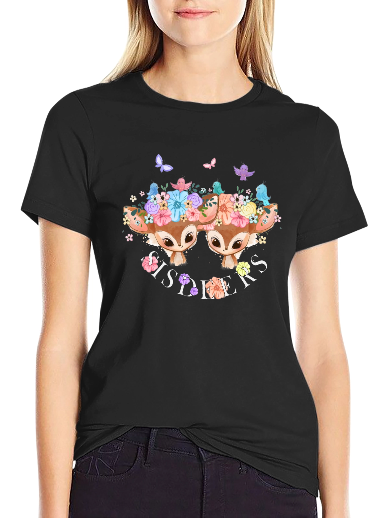 Sisters Deer Graphic T-Shirt