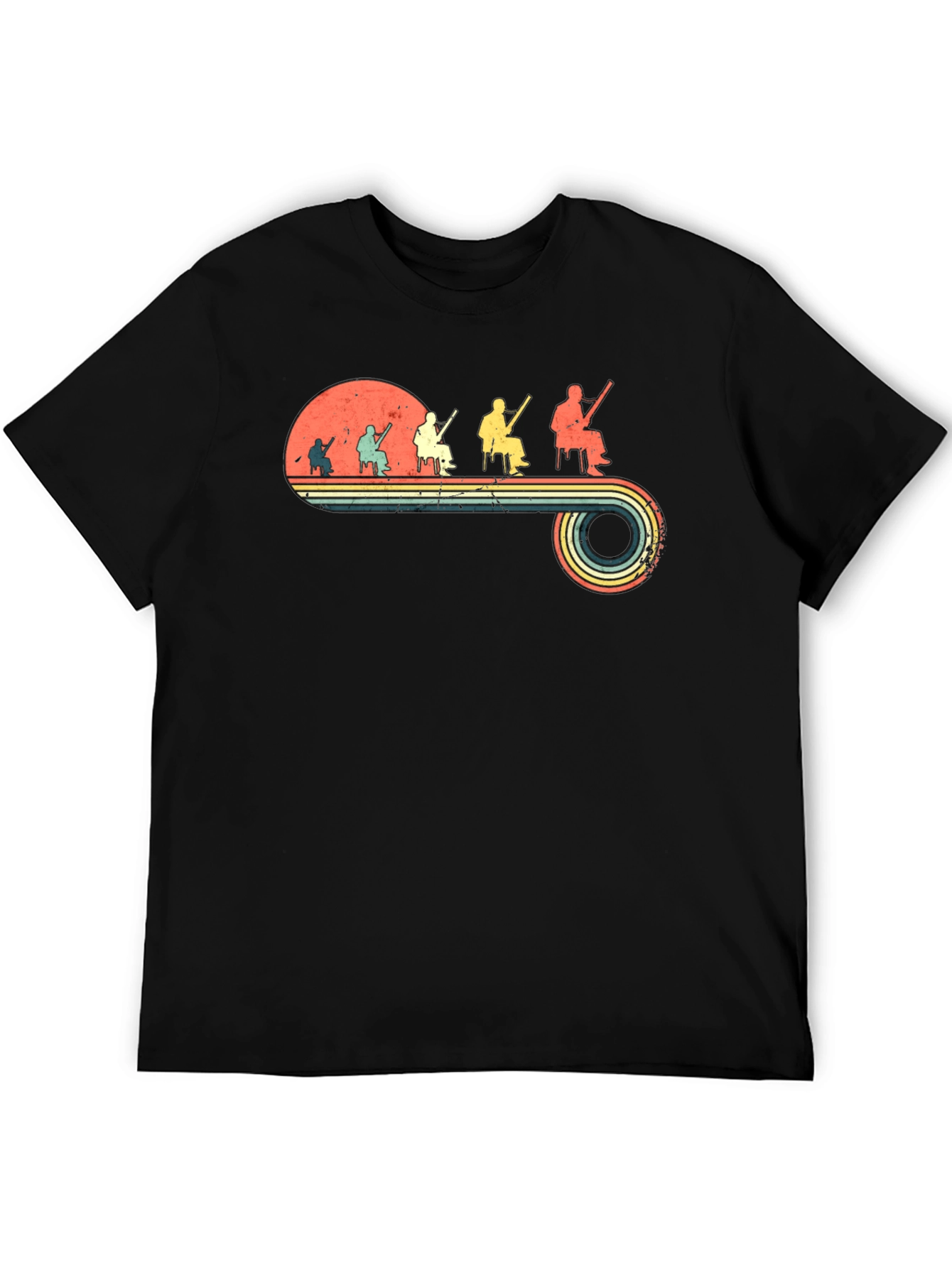 Retro Banjo Player Evolution Black T-Shirt