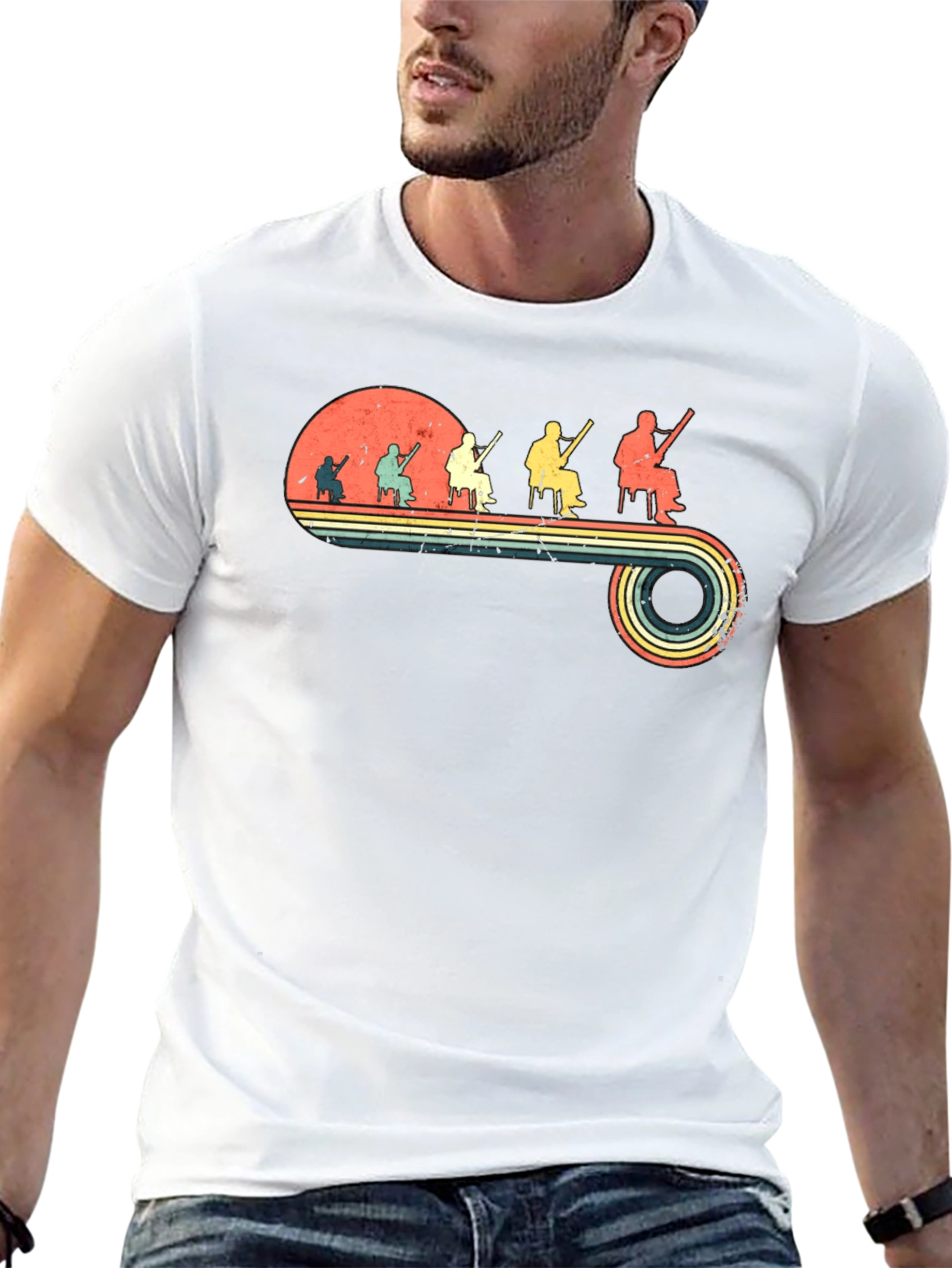 Retro Banjo Player Evolution Black T-Shirt