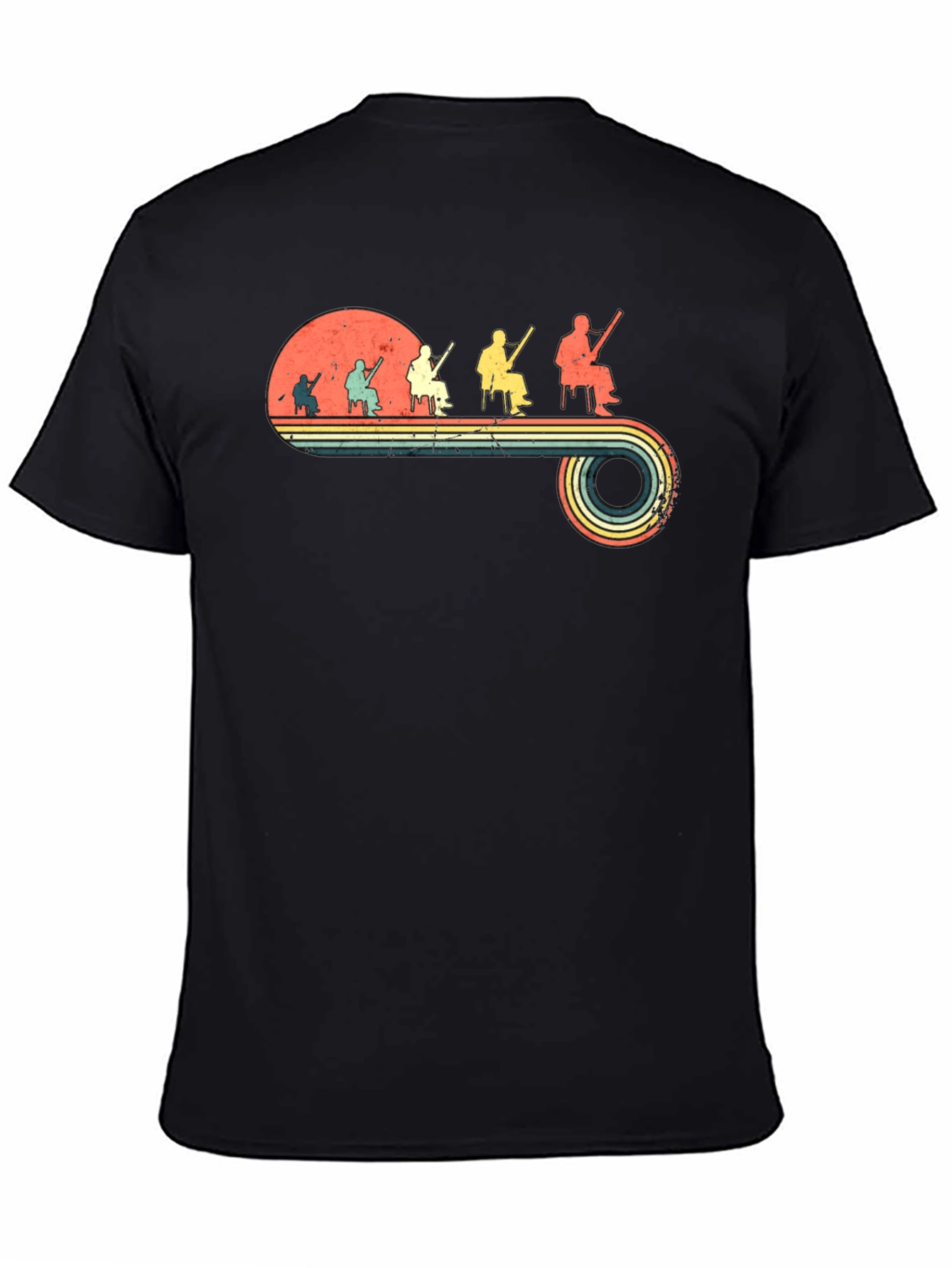 Retro Banjo Player Evolution Black T-Shirt