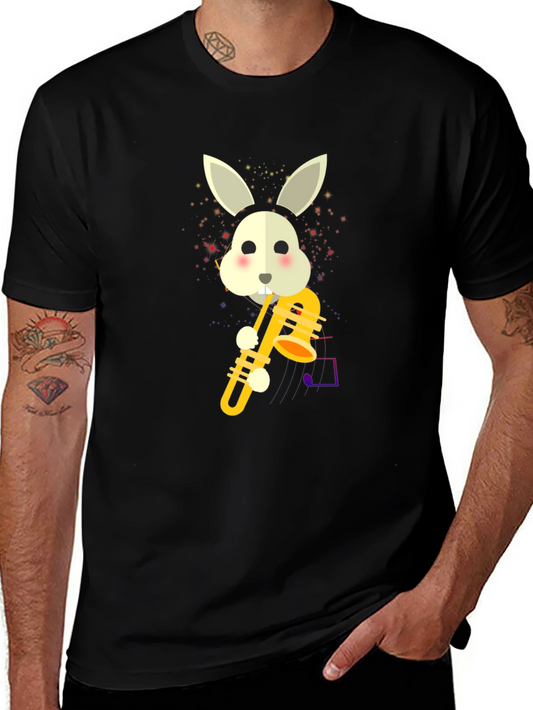 Rabbit Saxophone Graphic Tee - Cute Music Lover Shirt
