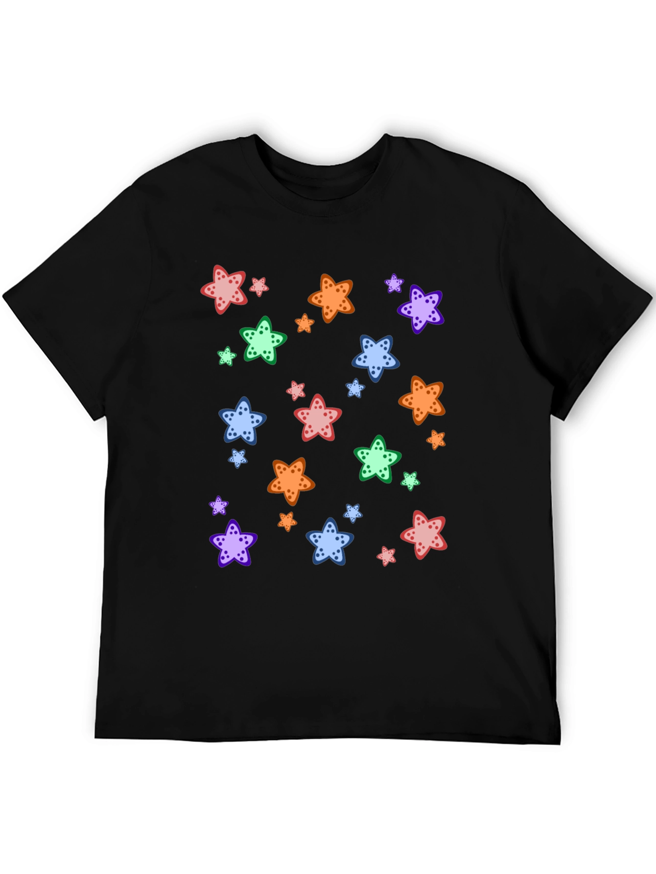Starfish Pattern Black T-Shirt