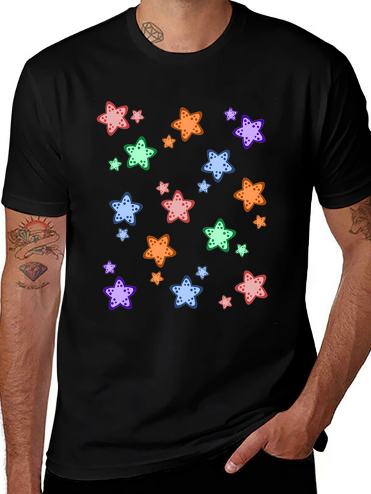 Starfish Pattern Black T-Shirt