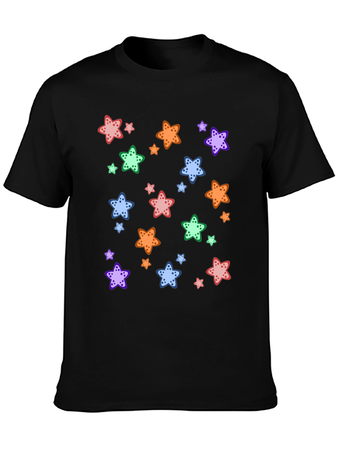 Starfish Pattern Black T-Shirt