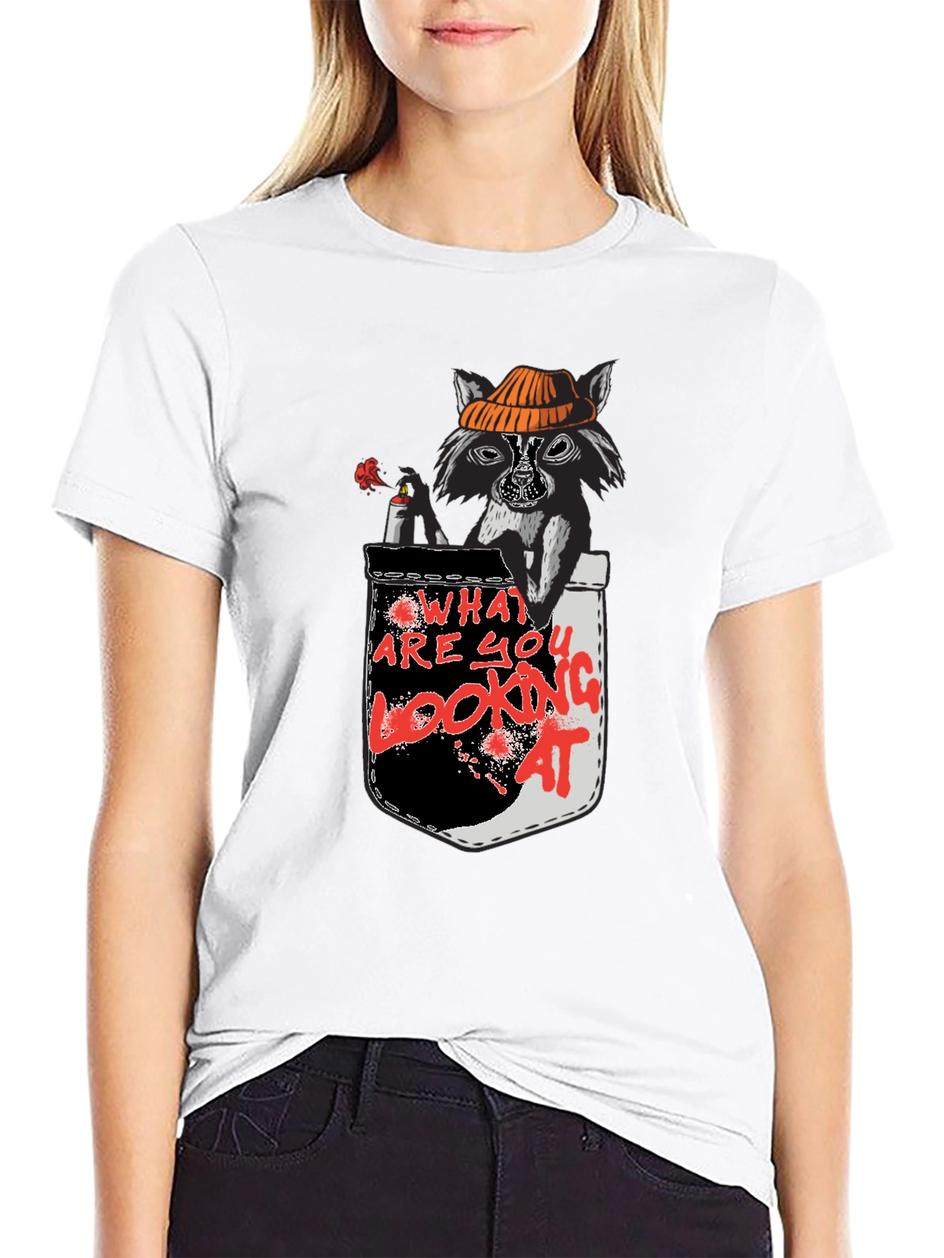 Raccoon Pocket T-Shirt - What Are You Looking At?