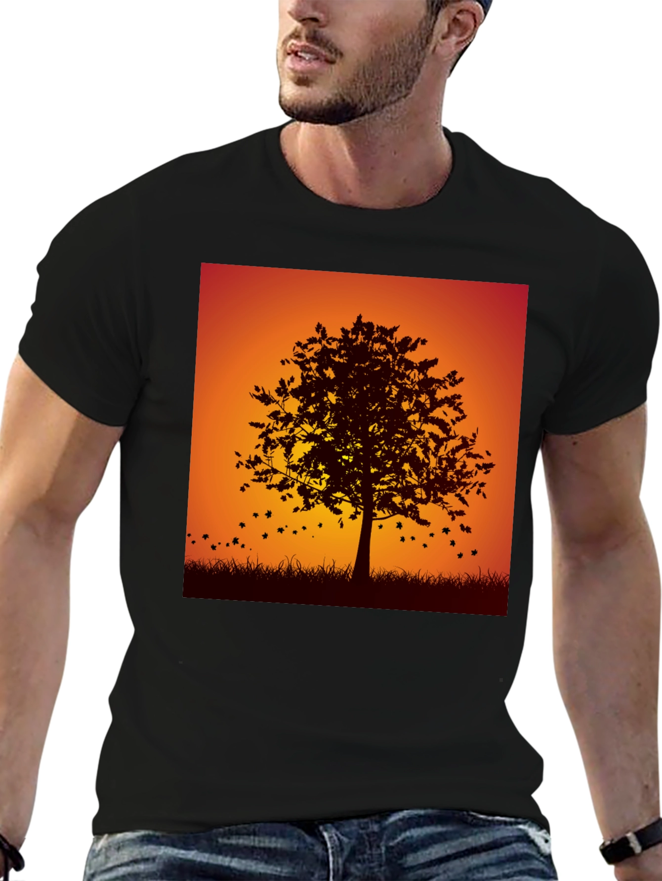 Autumn Tree Graphic Black Tee