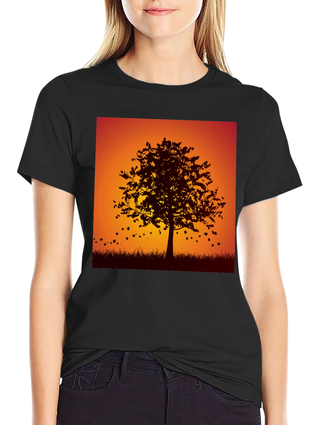 Autumn Tree Graphic Black Tee