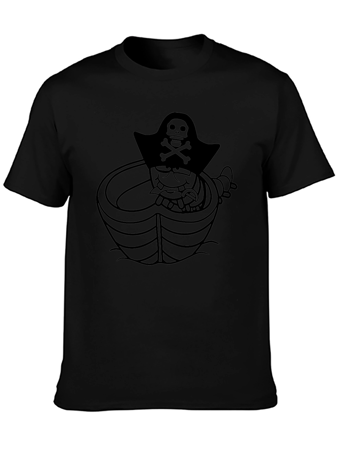 Pirate Cartoon Graphic Tee - Classic Black