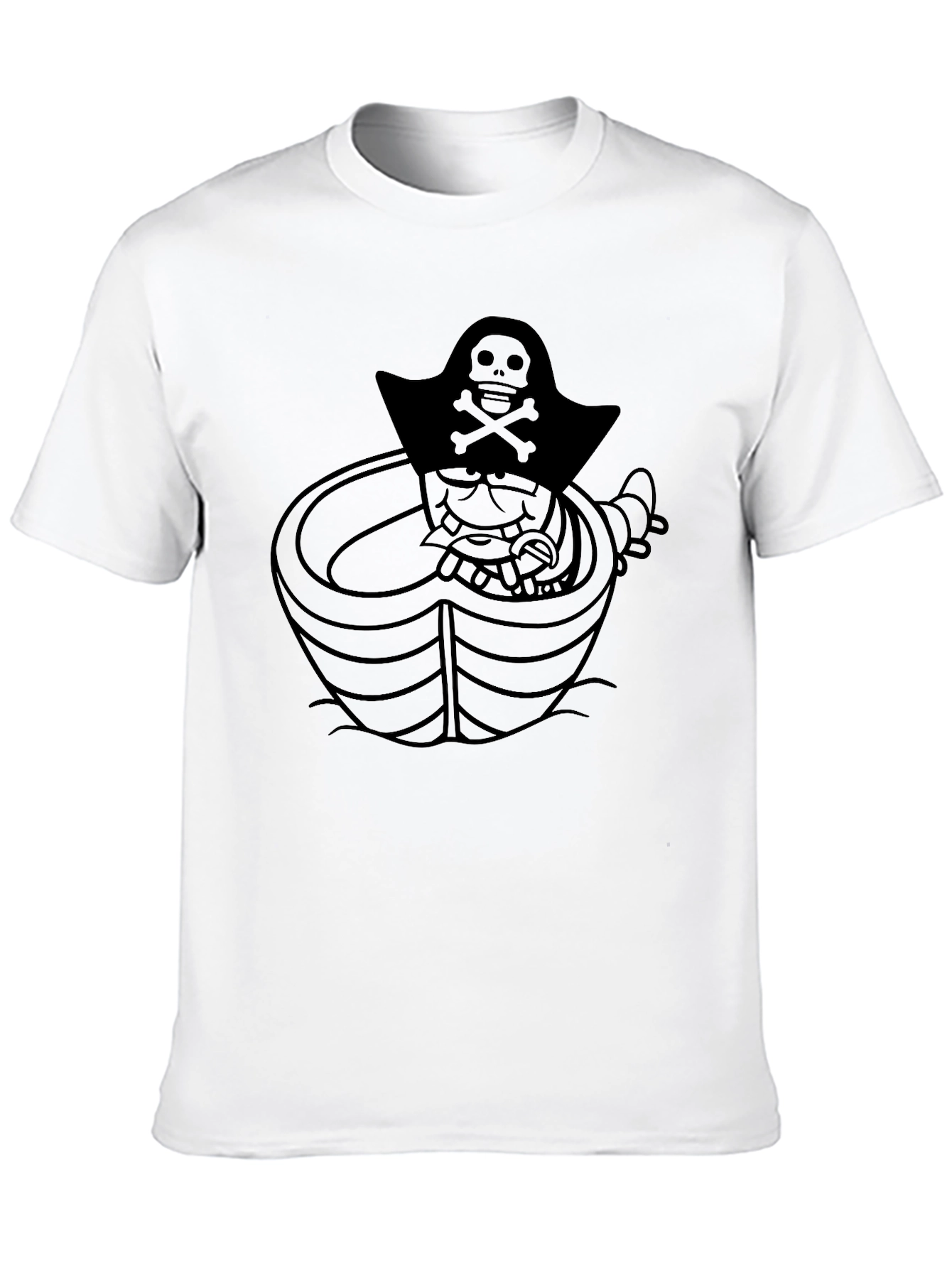 Pirate Cartoon Graphic Tee - Classic Black