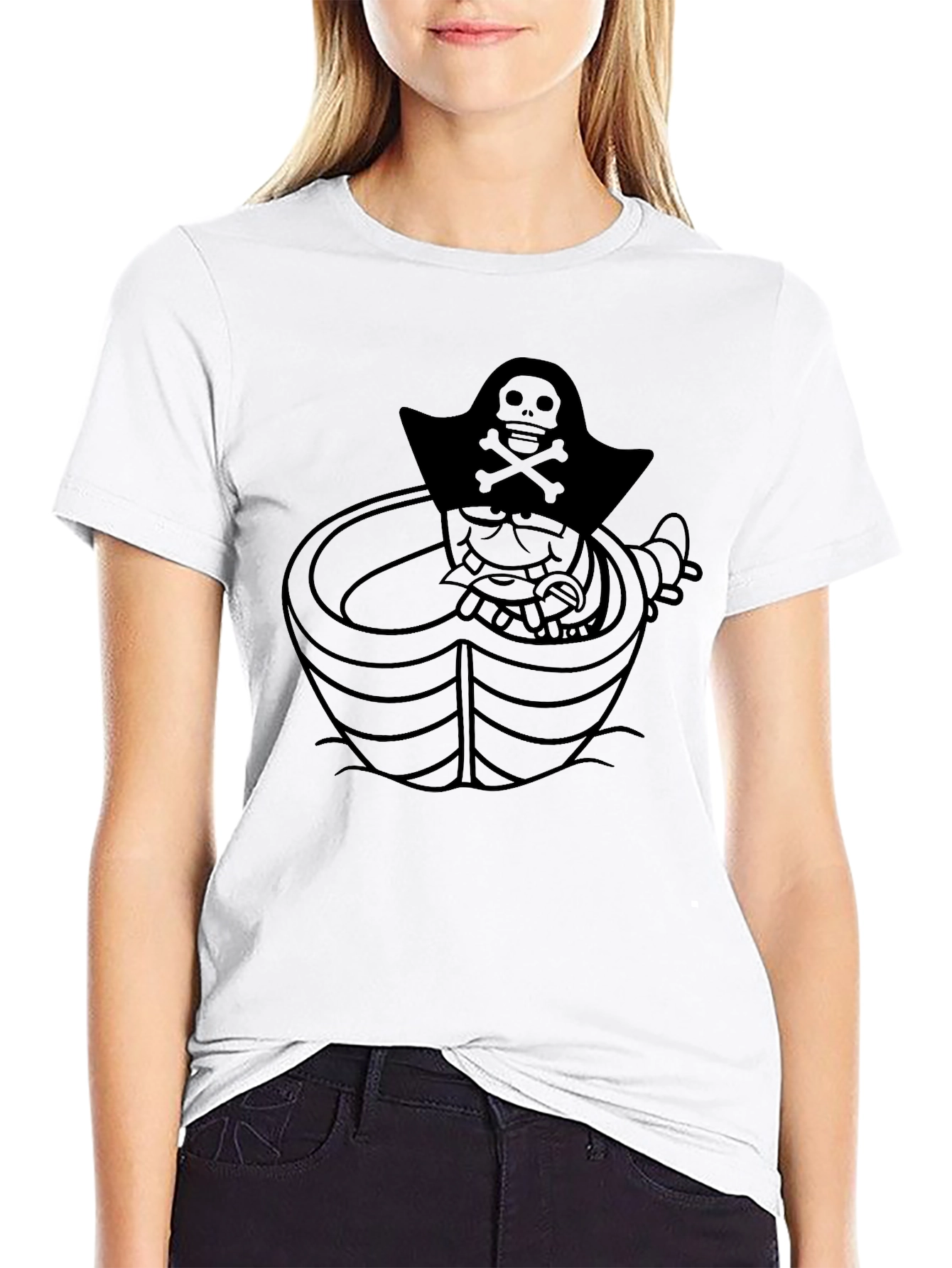 Pirate Cartoon Graphic Tee - Classic Black
