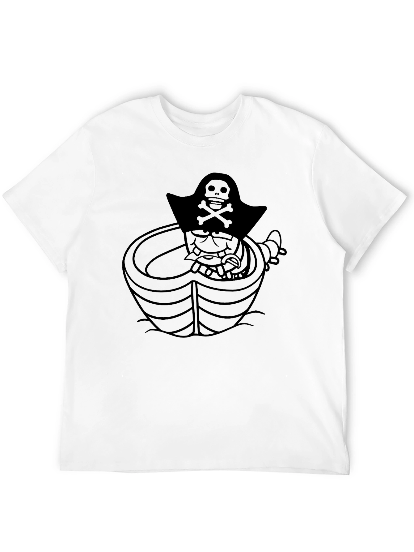 Pirate Cartoon Graphic Tee - Classic Black