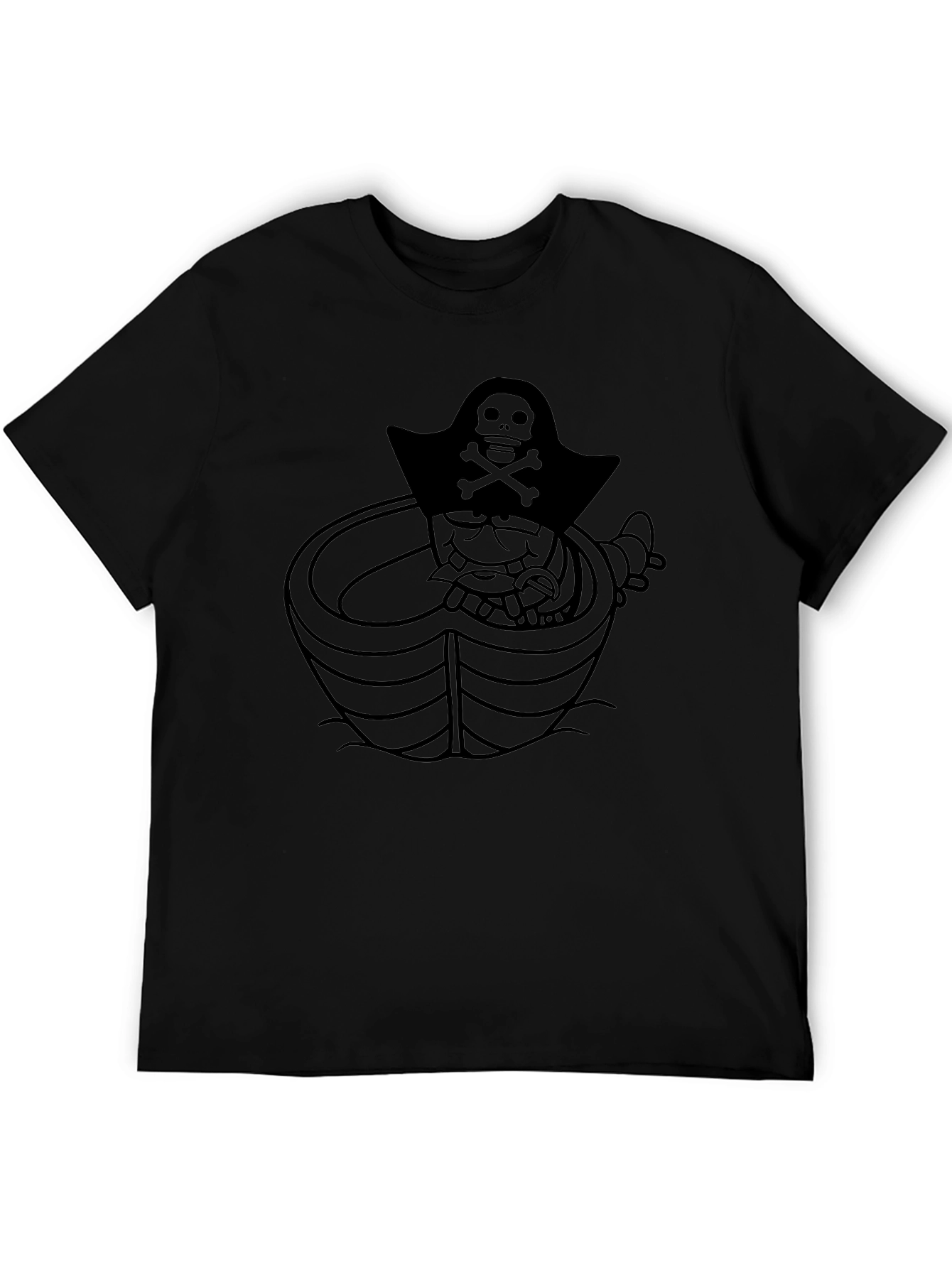 Pirate Cartoon Graphic Tee - Classic Black