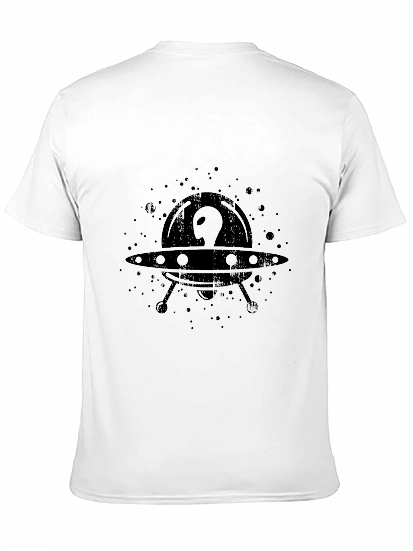 UFO Alien Graphic Print Black T-Shirt
