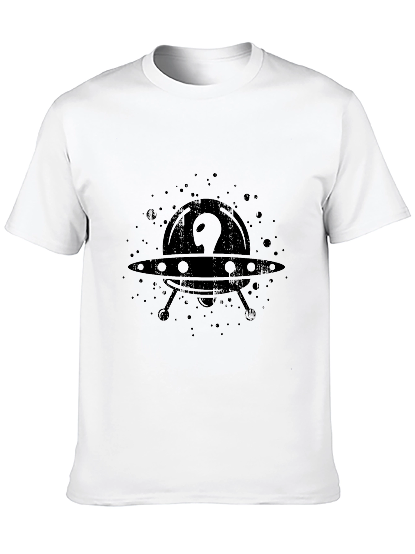 UFO Alien Graphic Print Black T-Shirt