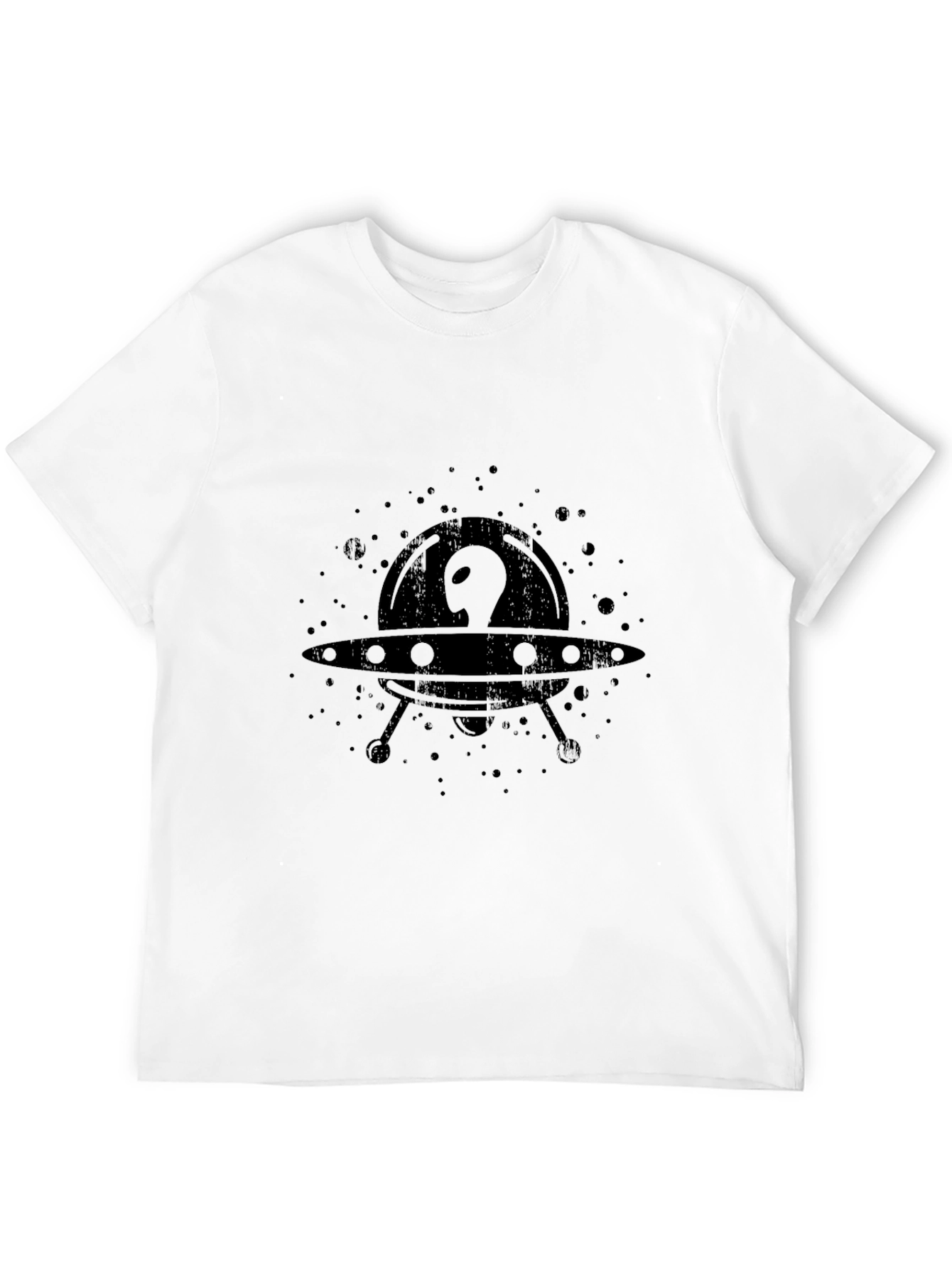 UFO Alien Graphic Print Black T-Shirt