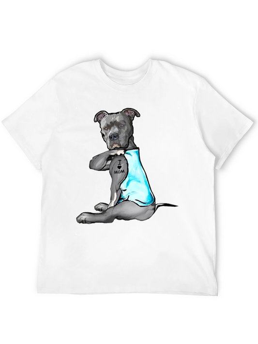 Pitbull Tattoo Mom Black T-Shirt