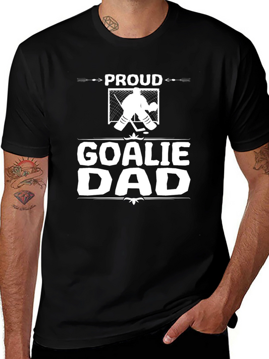 Proud Goalie Dad Graphic Tee - Hockey Lovers Gift
