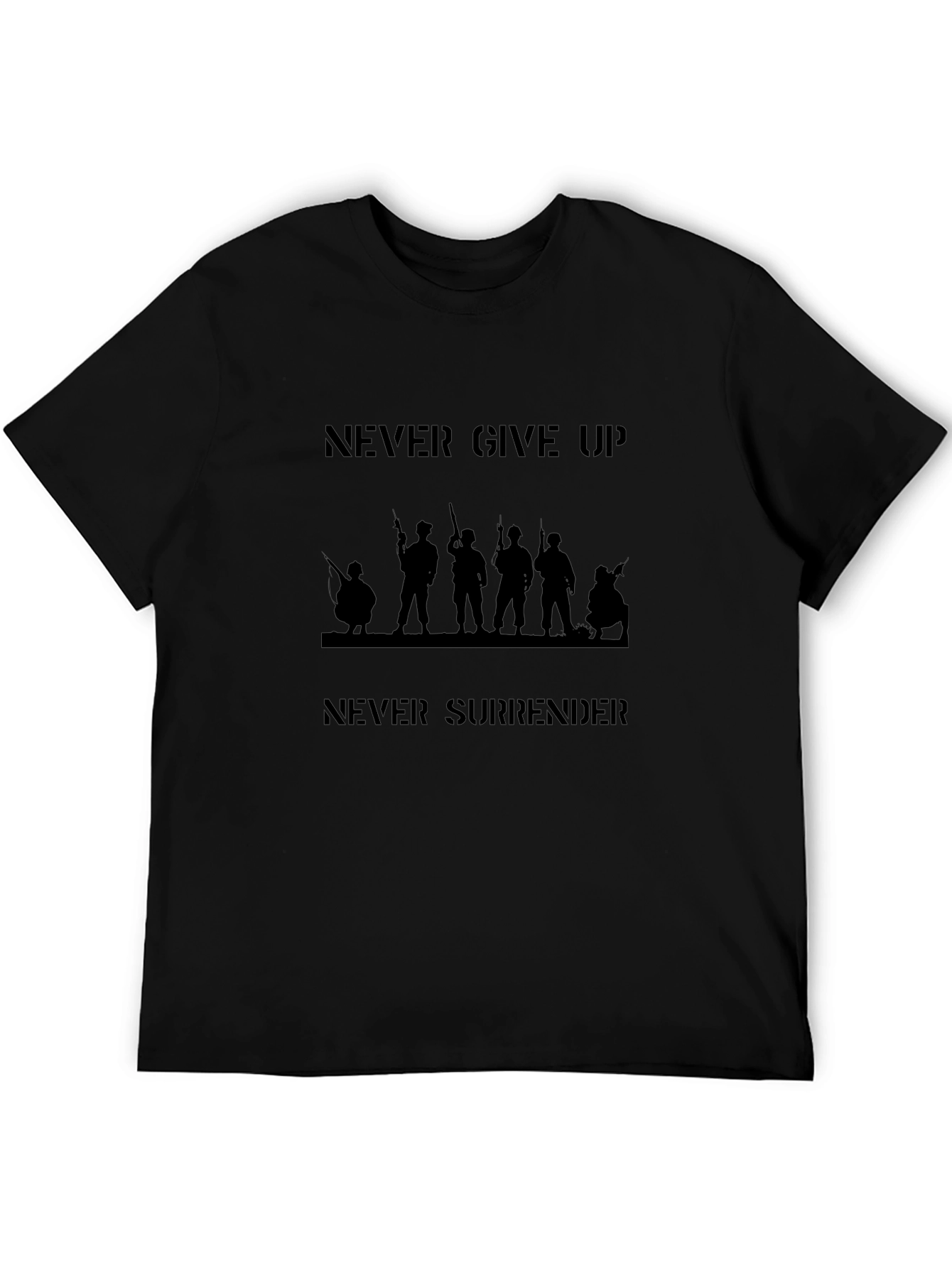 Never Give Up Mens Graphic Tee - Military Design