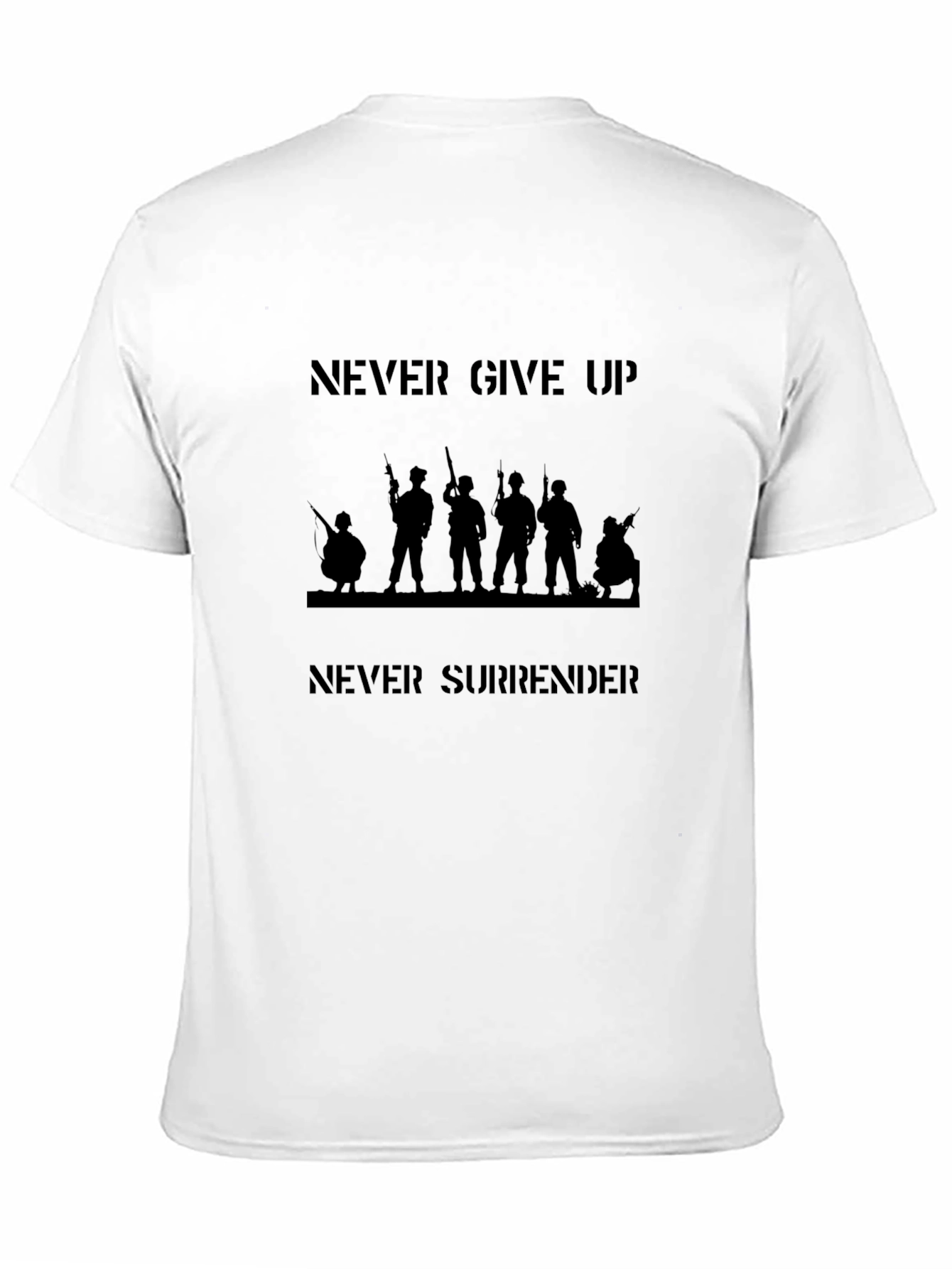 Never Give Up Mens Graphic Tee - Military Design