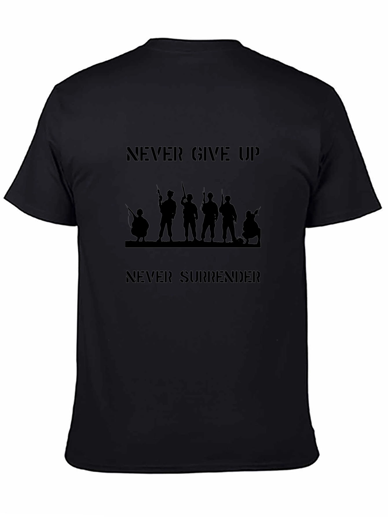 Never Give Up Mens Graphic Tee - Military Design
