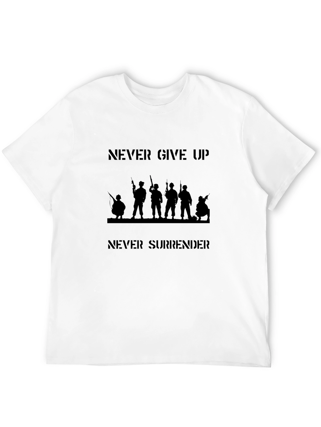Never Give Up Mens Graphic Tee - Military Design