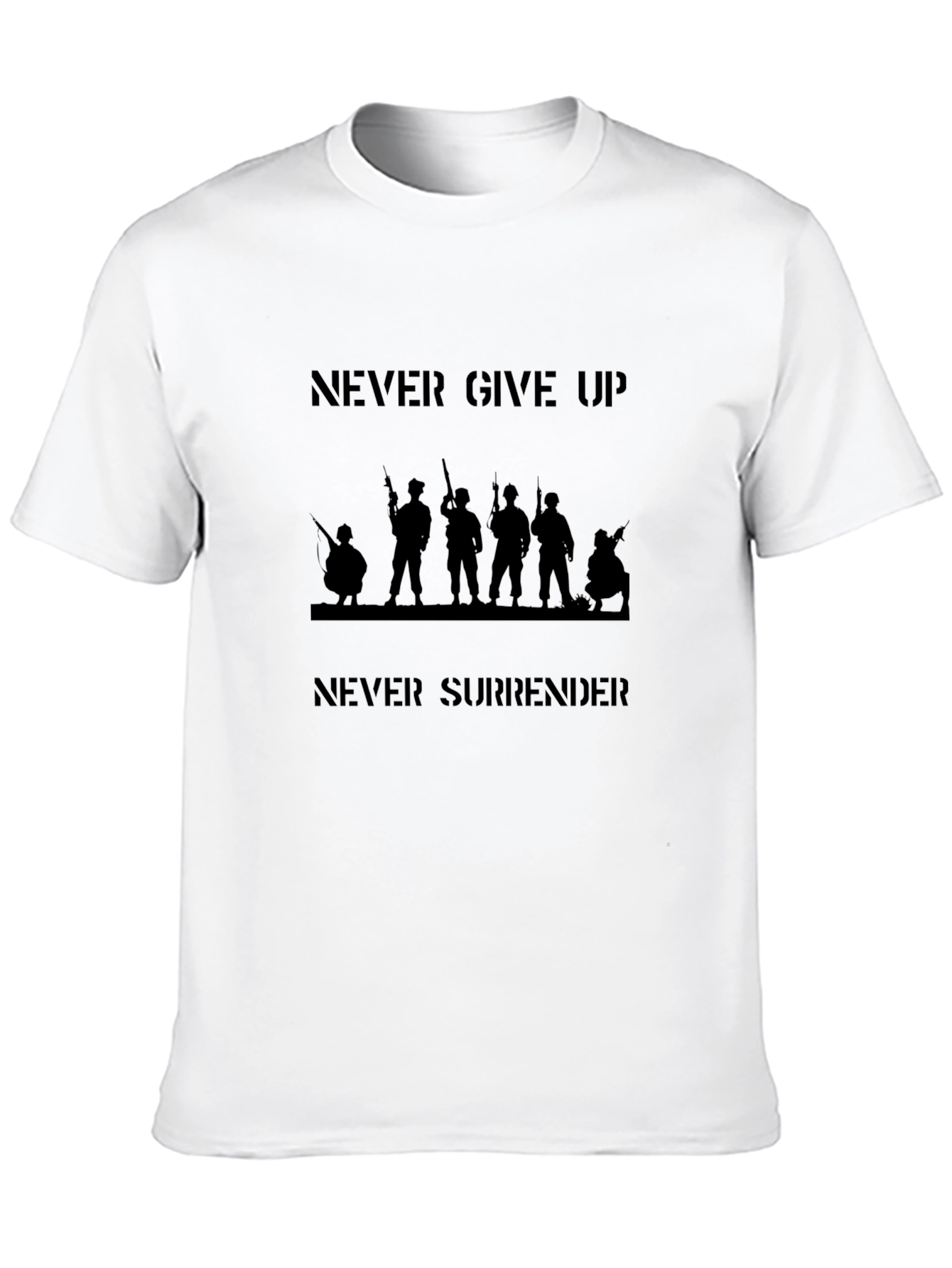 Never Give Up Mens Graphic Tee - Military Design